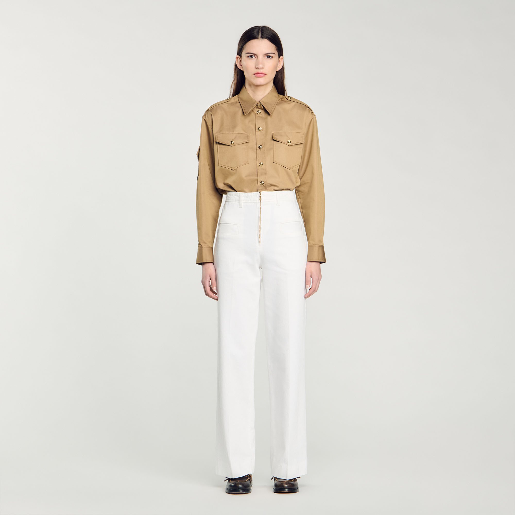 Wide-leg canvas pants