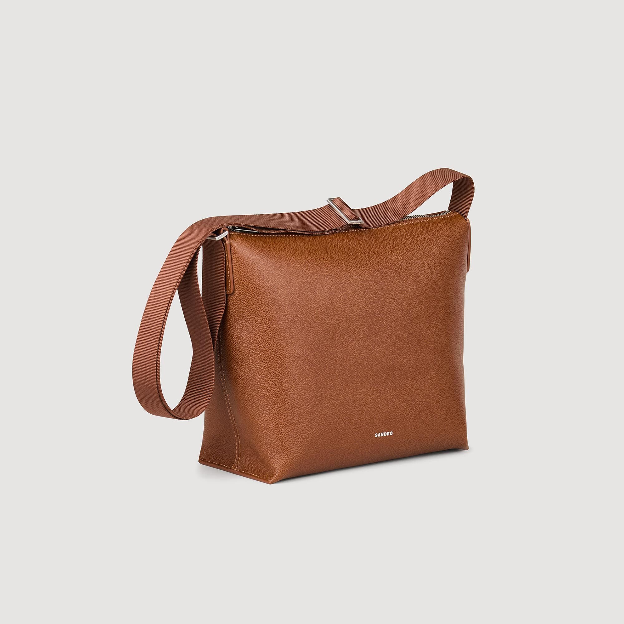 Grained leather satchel