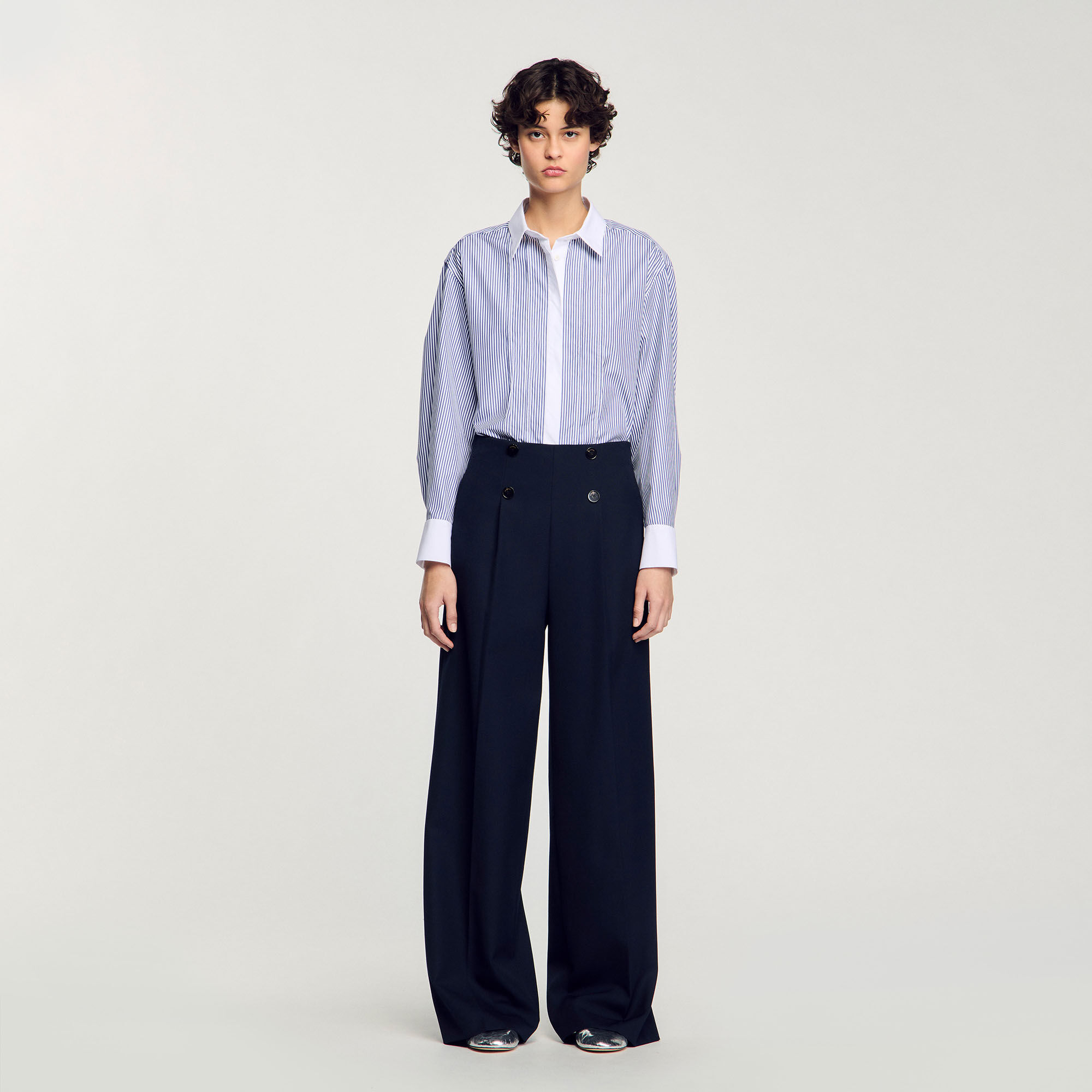 パンツ PLAIN SS25 Blue Tailored Pants in Satin Woman (35144331 99) Blue Silk Pant Suit for Women, Satin Two Piece Summer Set