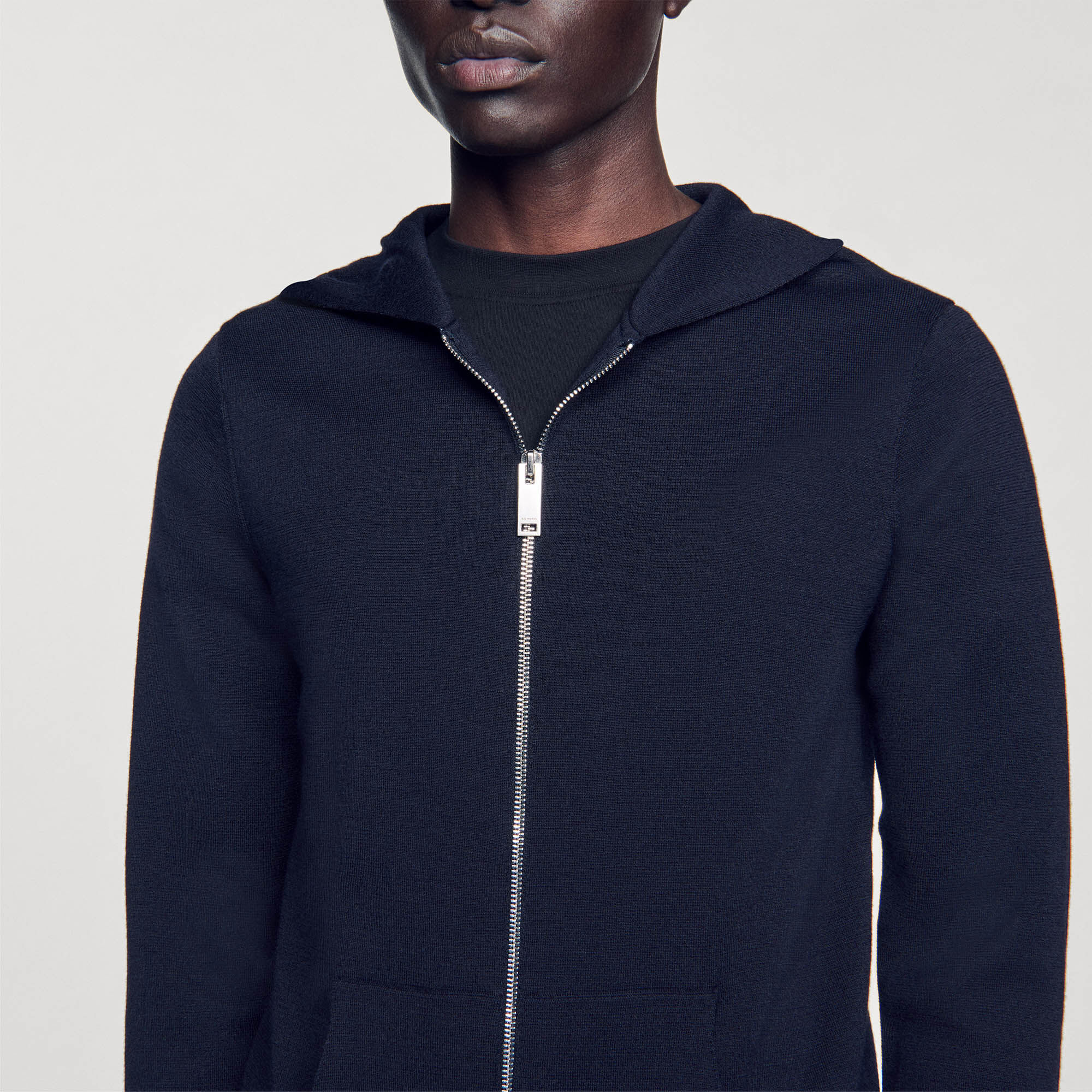 Zipped cardigan with hood