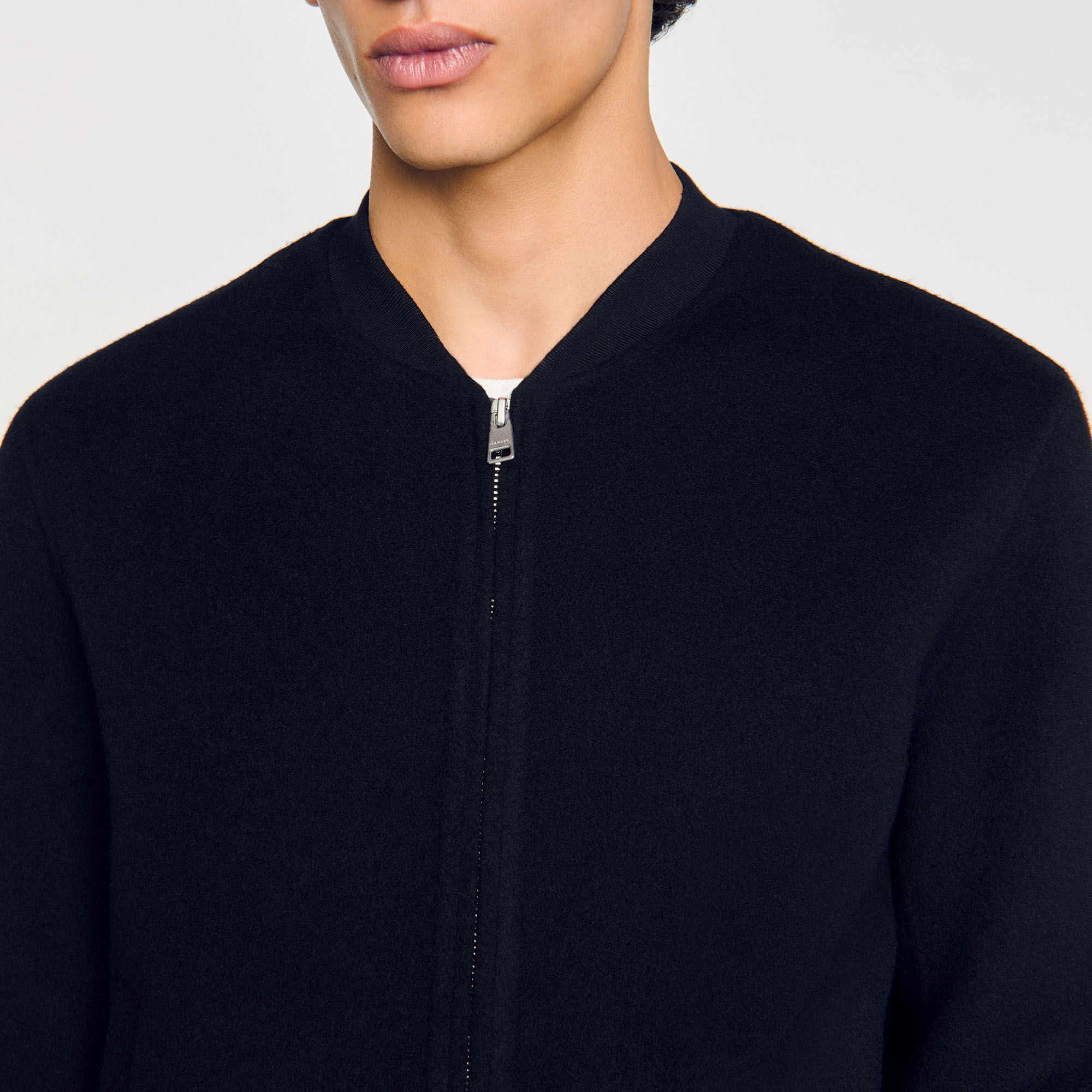 Double-faced wool jacket black / gray for Men | Sandro Paris