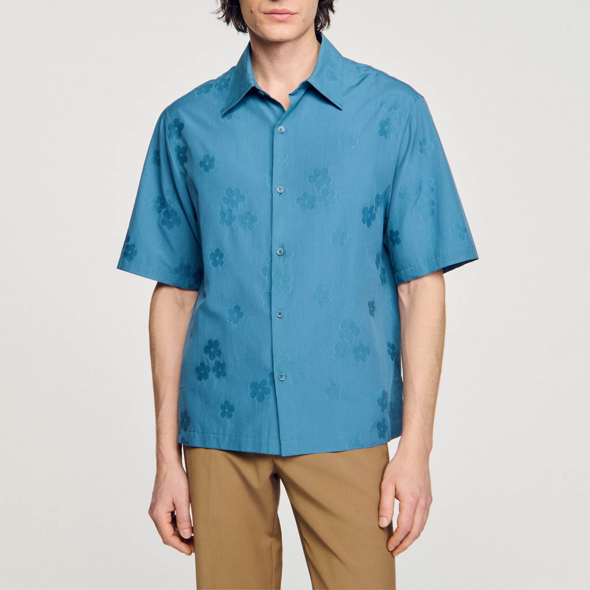 Oversized floral jacquard shirt
