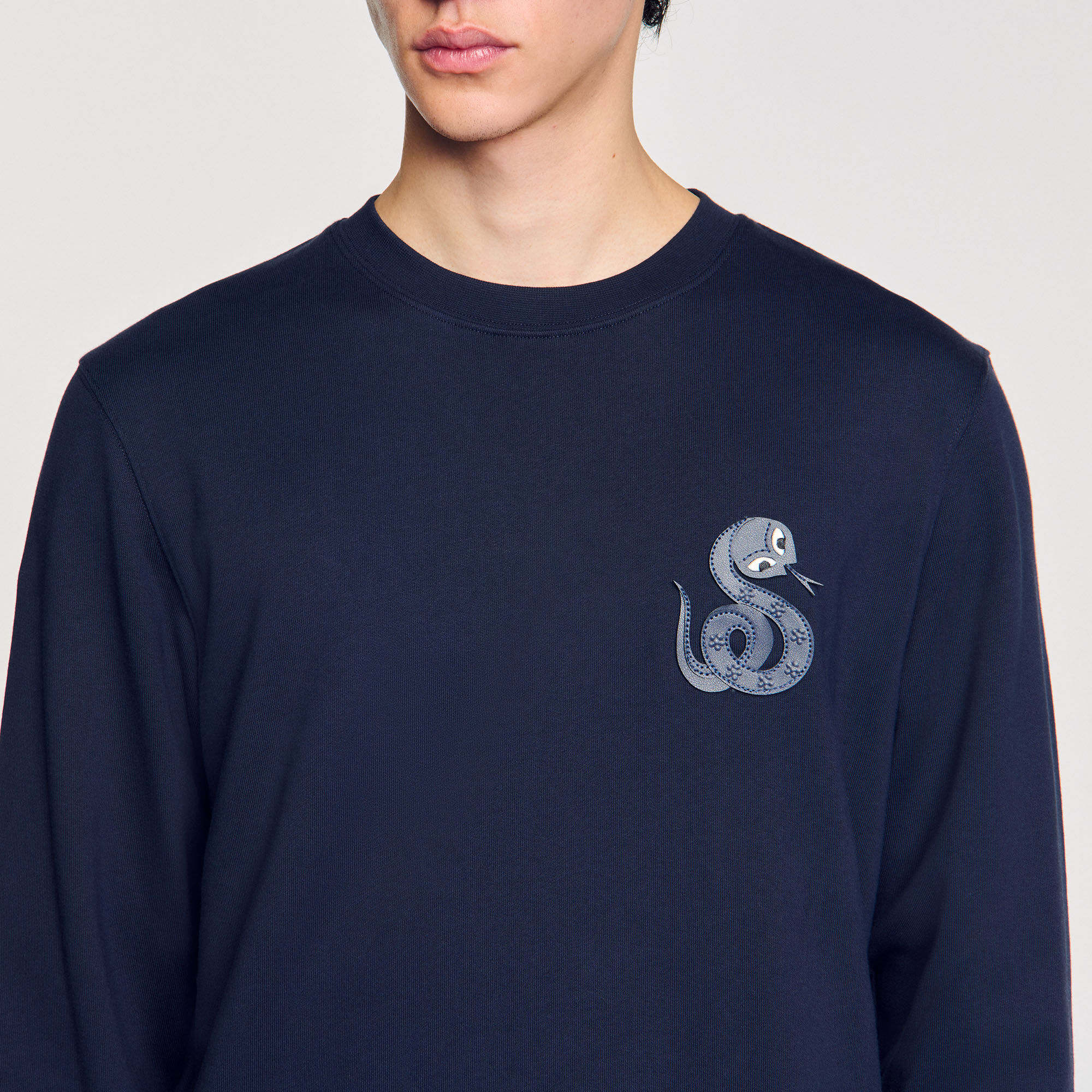 Jacket with snake detail blue for Men | Sandro Paris