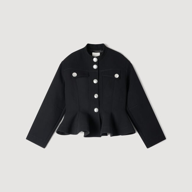 Cropped ruffled peplum jacket