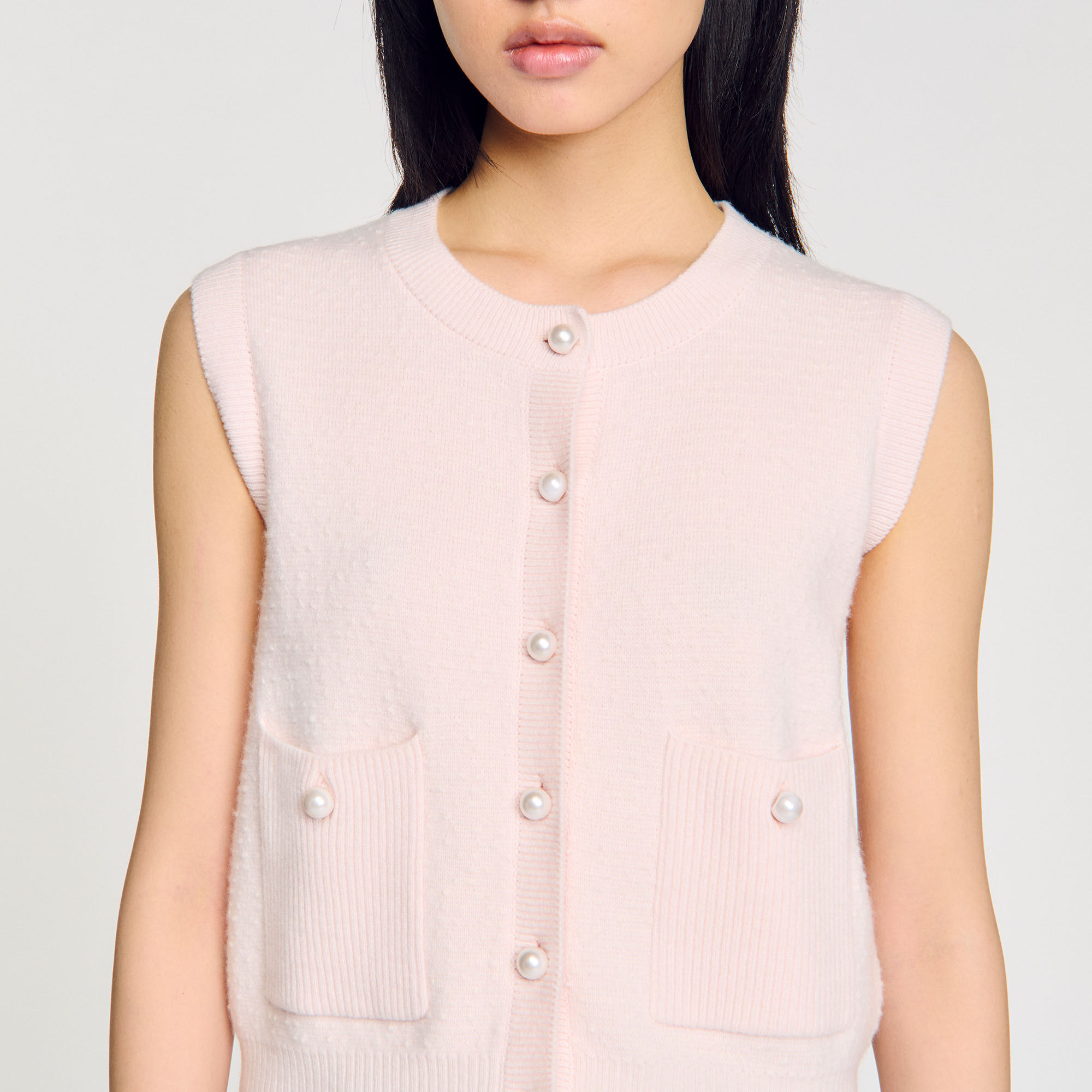 Textured tweed cardigan pink For Women | Sandro Paris