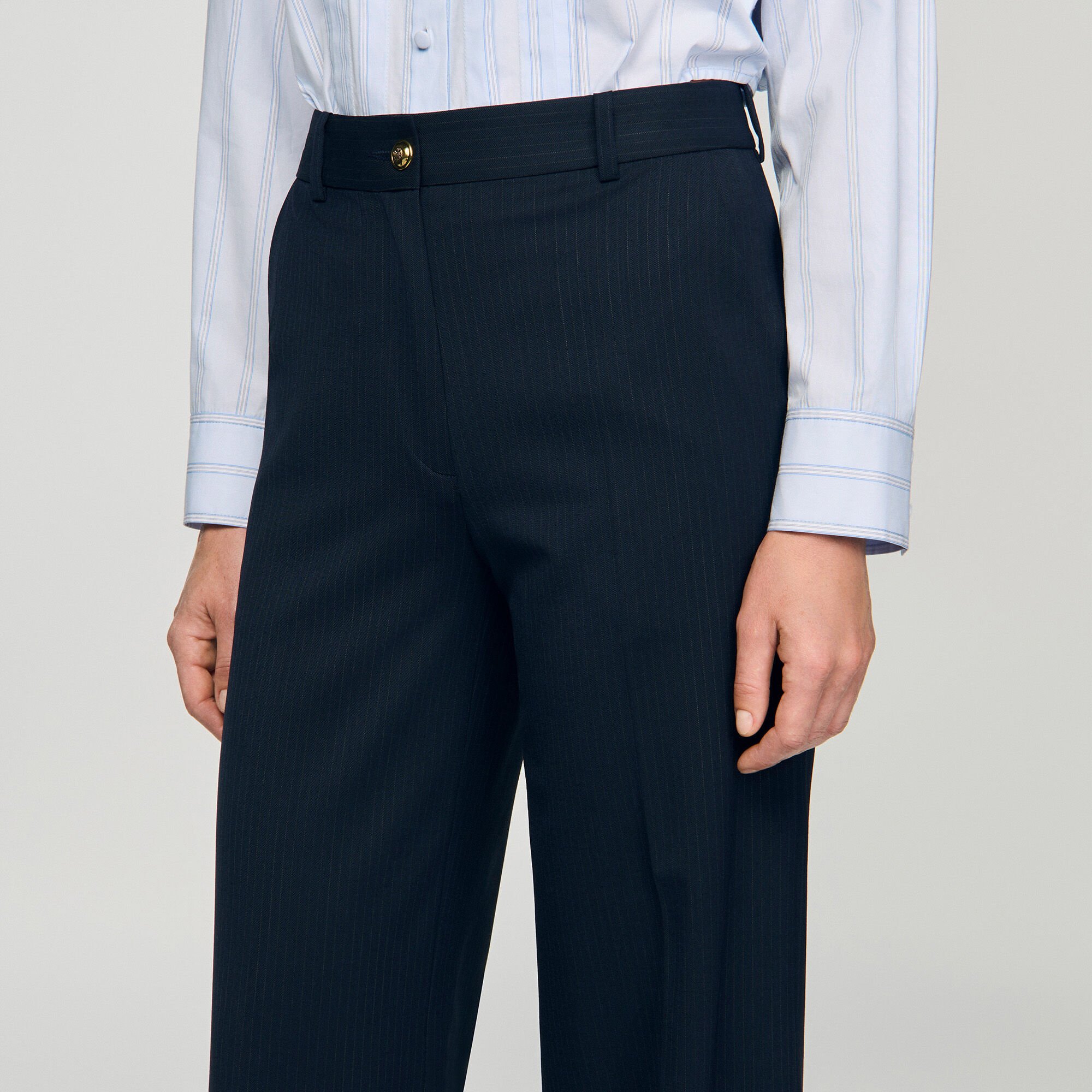 Minimal chalk-striped trousers
