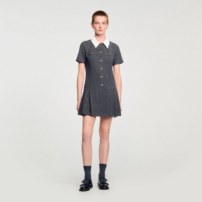 Mini pleated dress with rhinestones