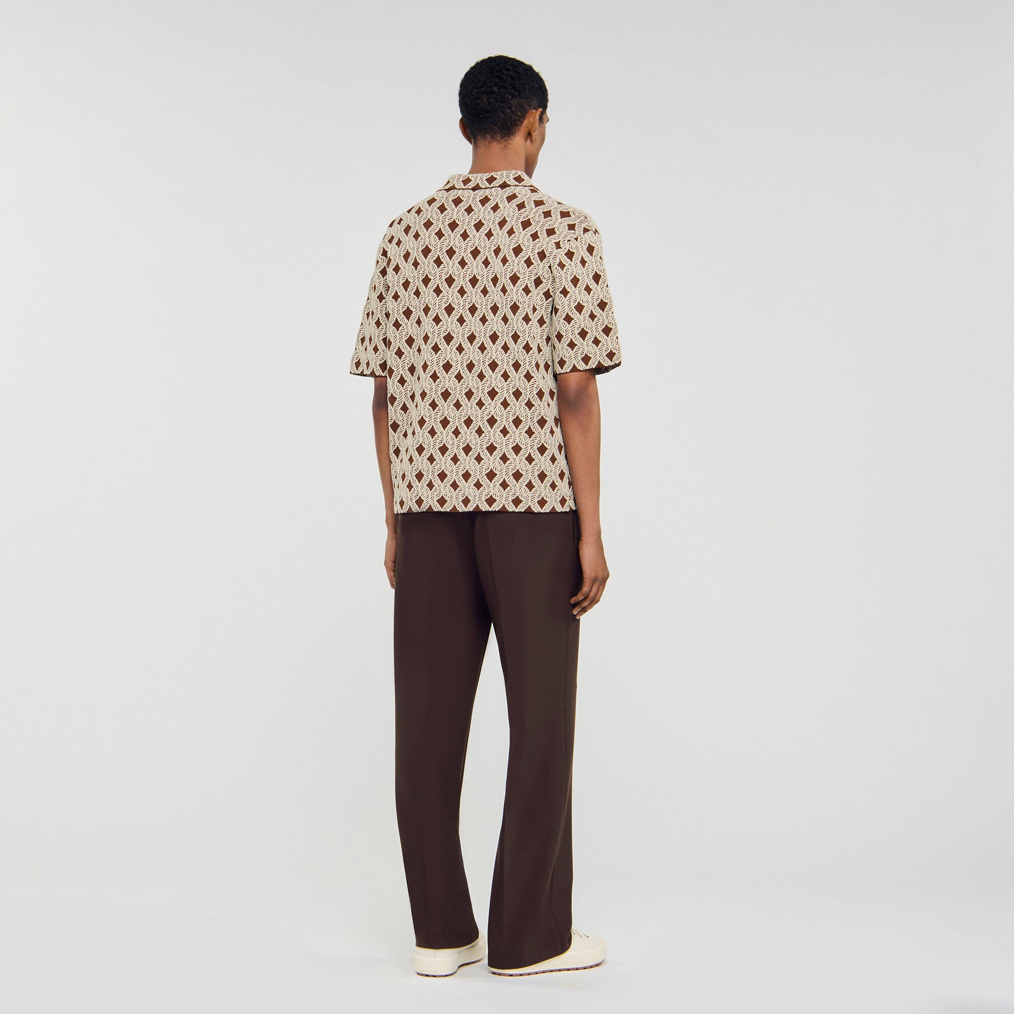 Rope jacquard cardigan shirt