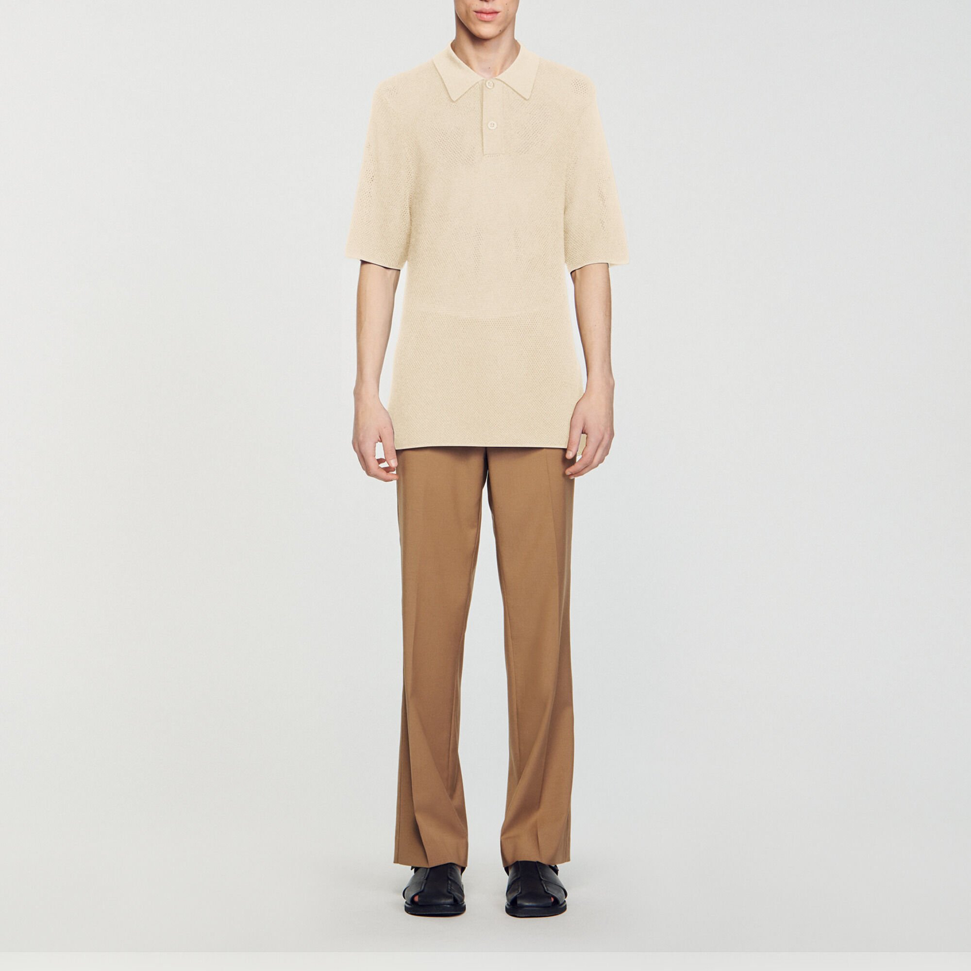 Openwork knit polo shirt