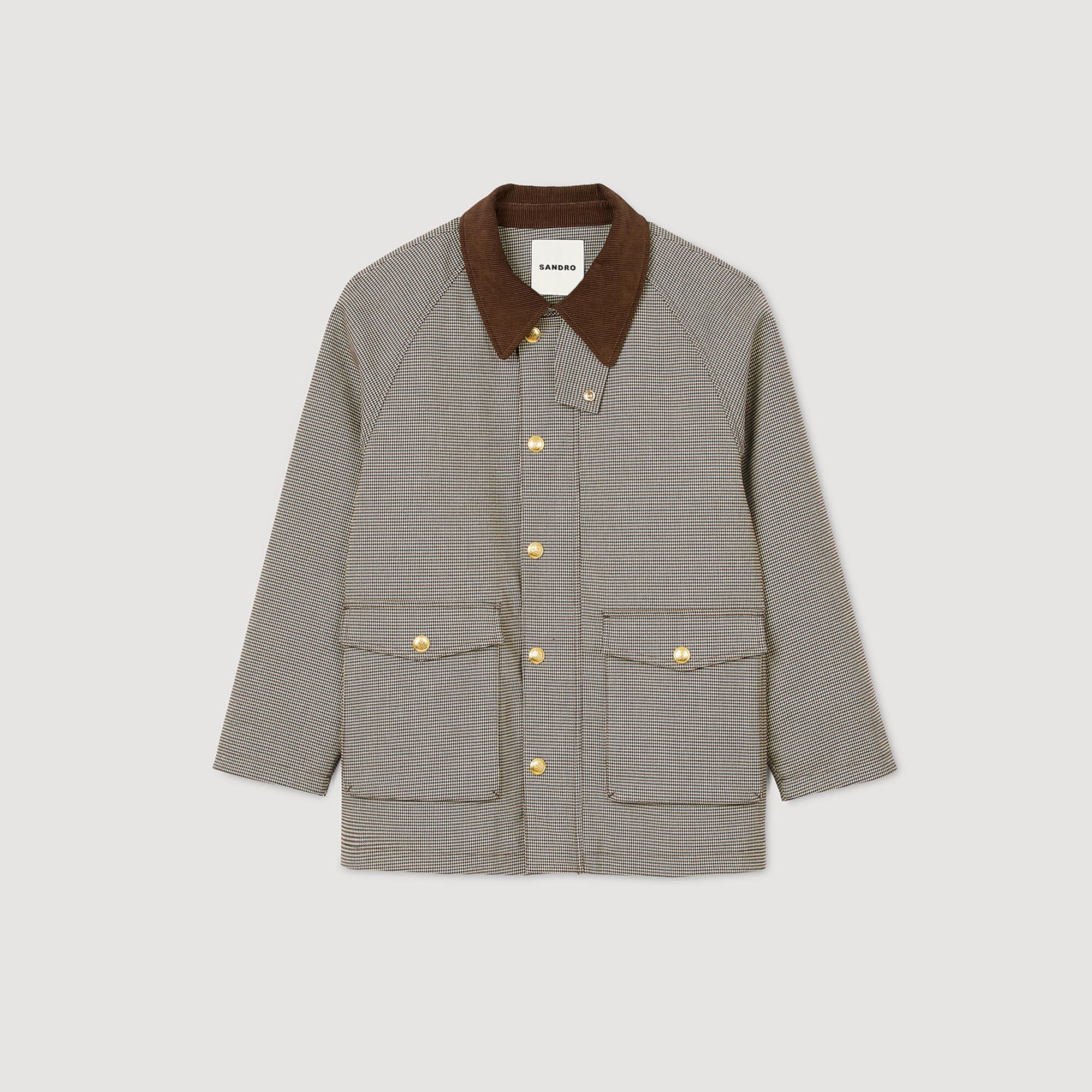Sandro // Beige Quilted Long Logo Jacket – VSP Consignment