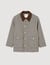 Check coat with velvet collar