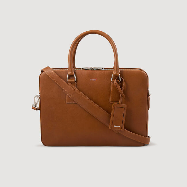 Large grained leather briefcase