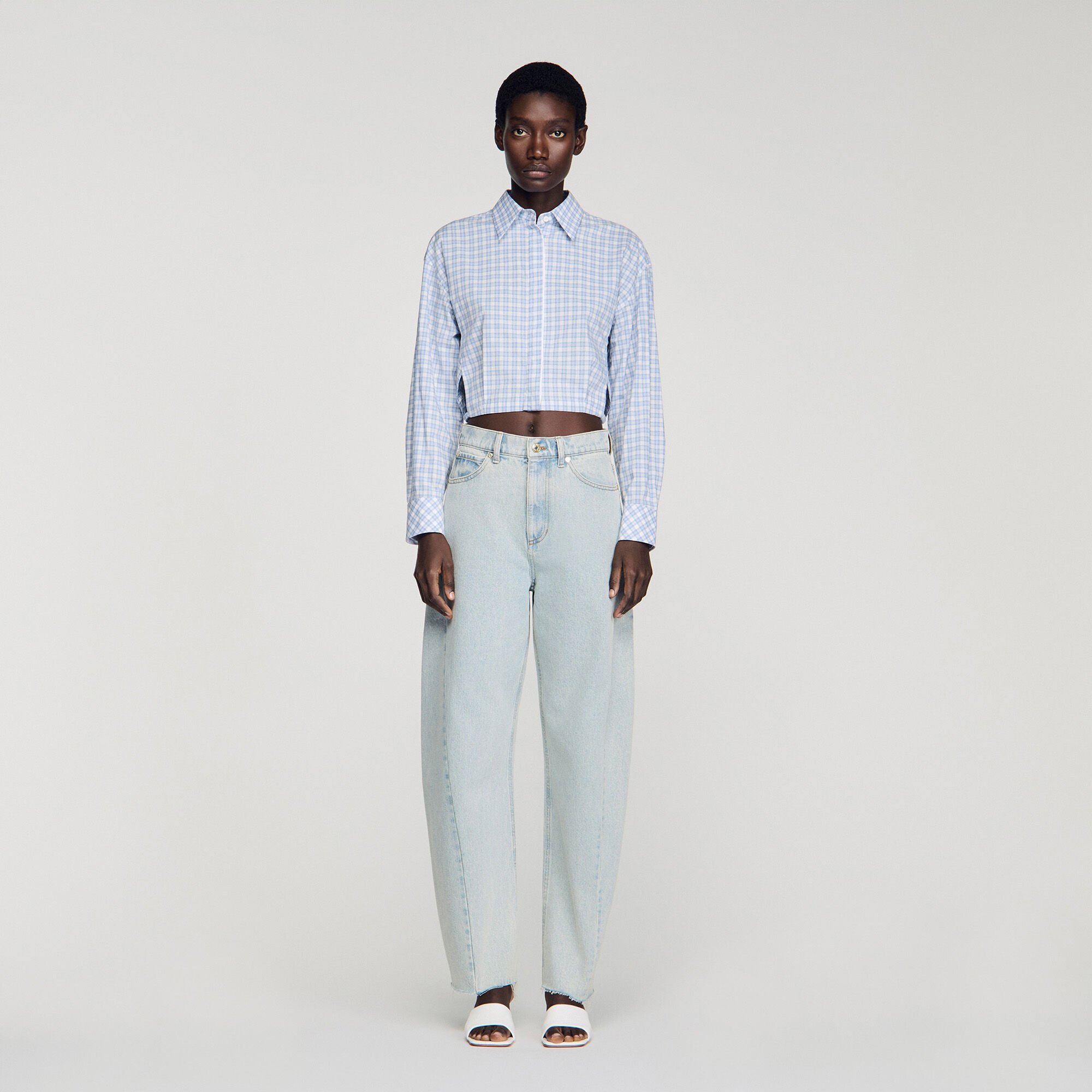 Faded barrel cotton jeans