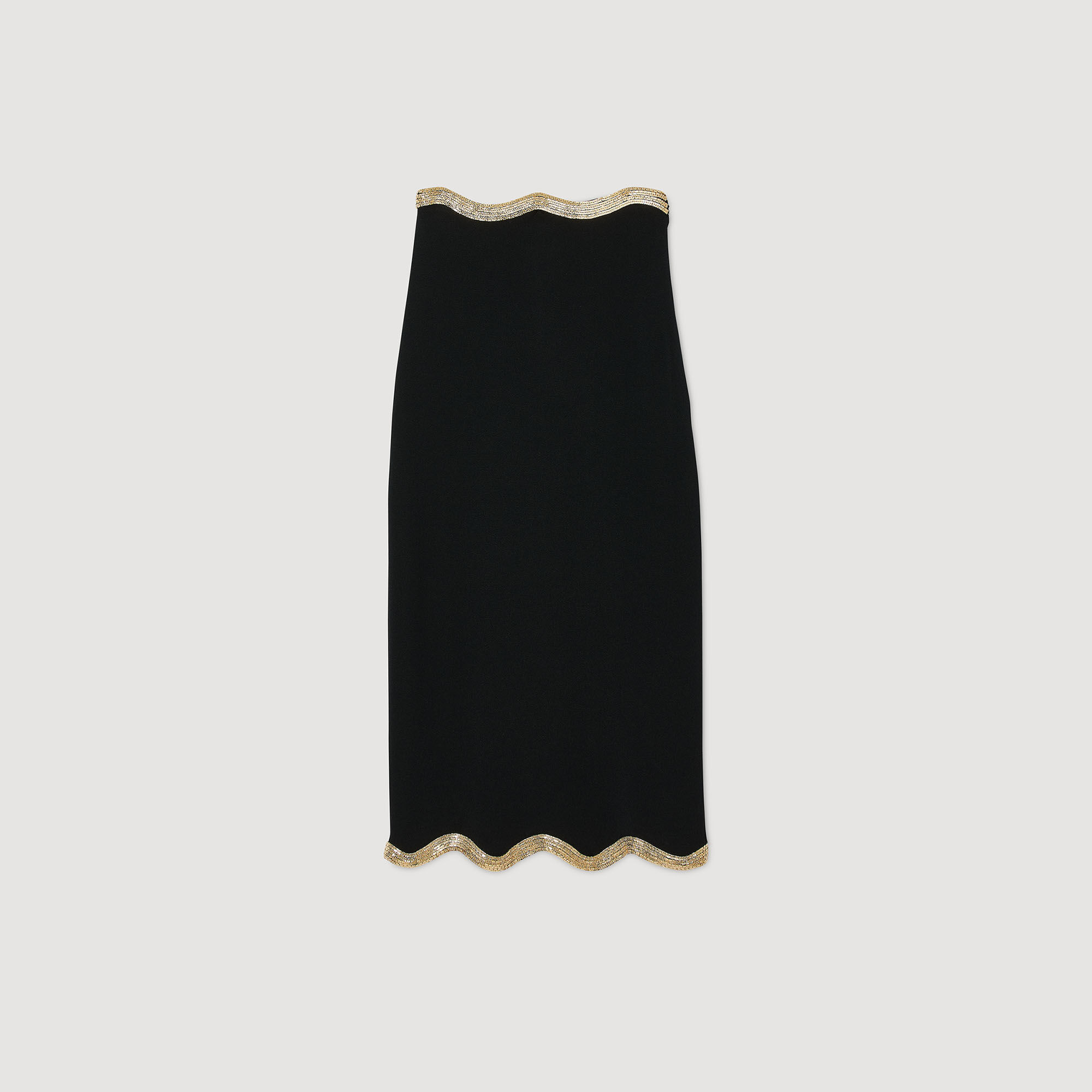 Maxi knitted skirt with chain detail black / gray For Women