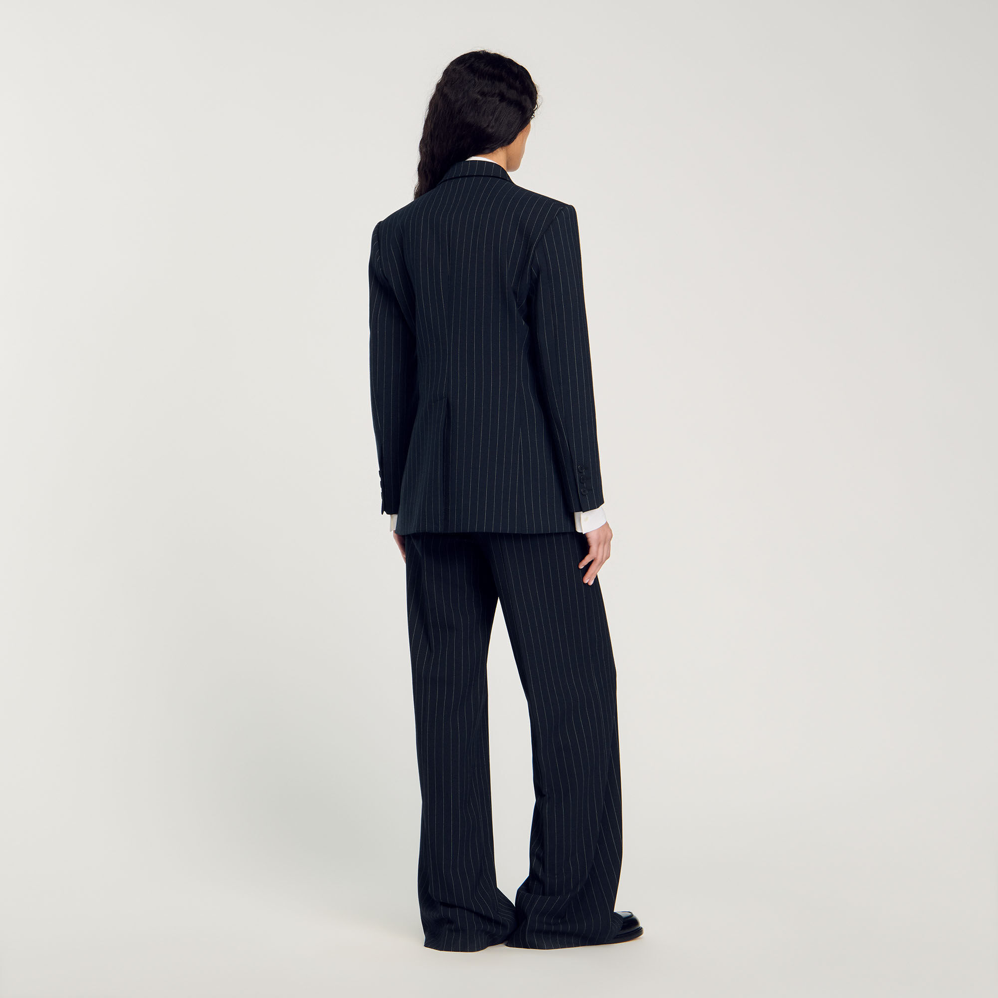 Striped suit jacket black / gray For Women | Sandro Paris