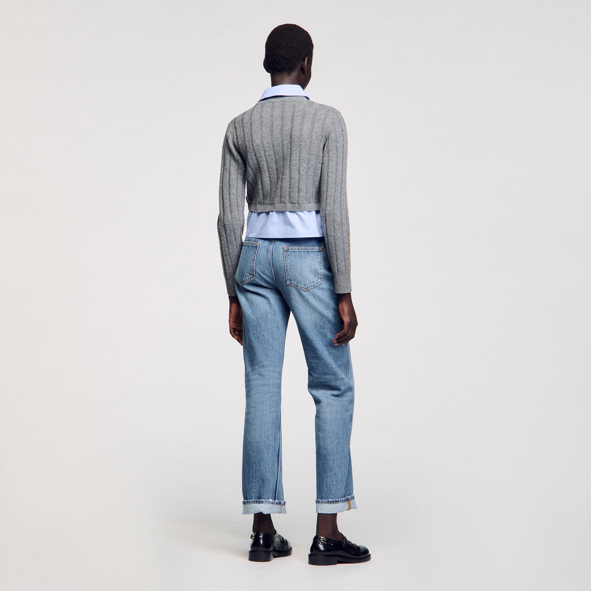 Cropped wool and cashmere sweater
