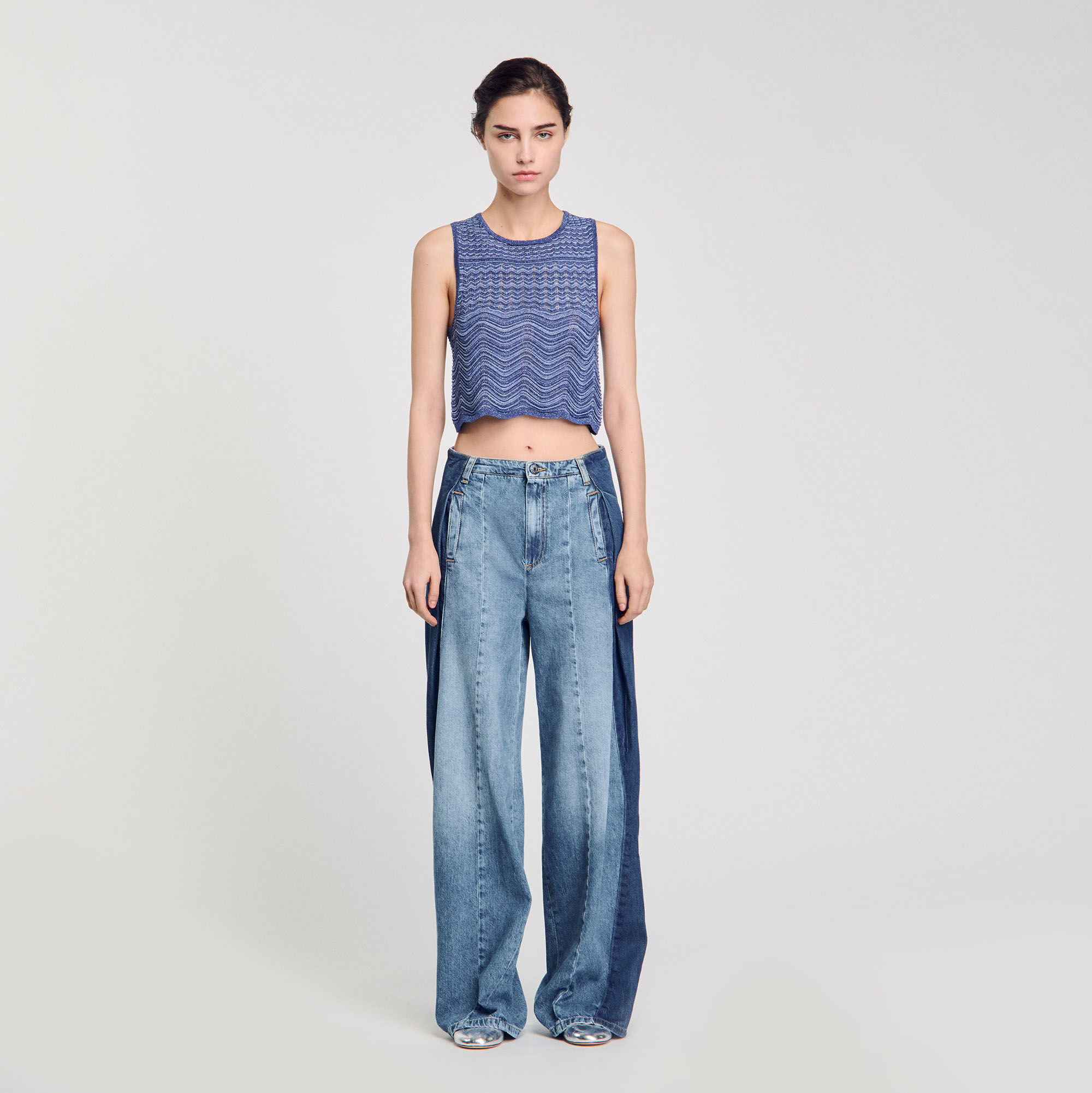 トップス epine paris summer knit blue épine paris nordic knit ice blue | épine