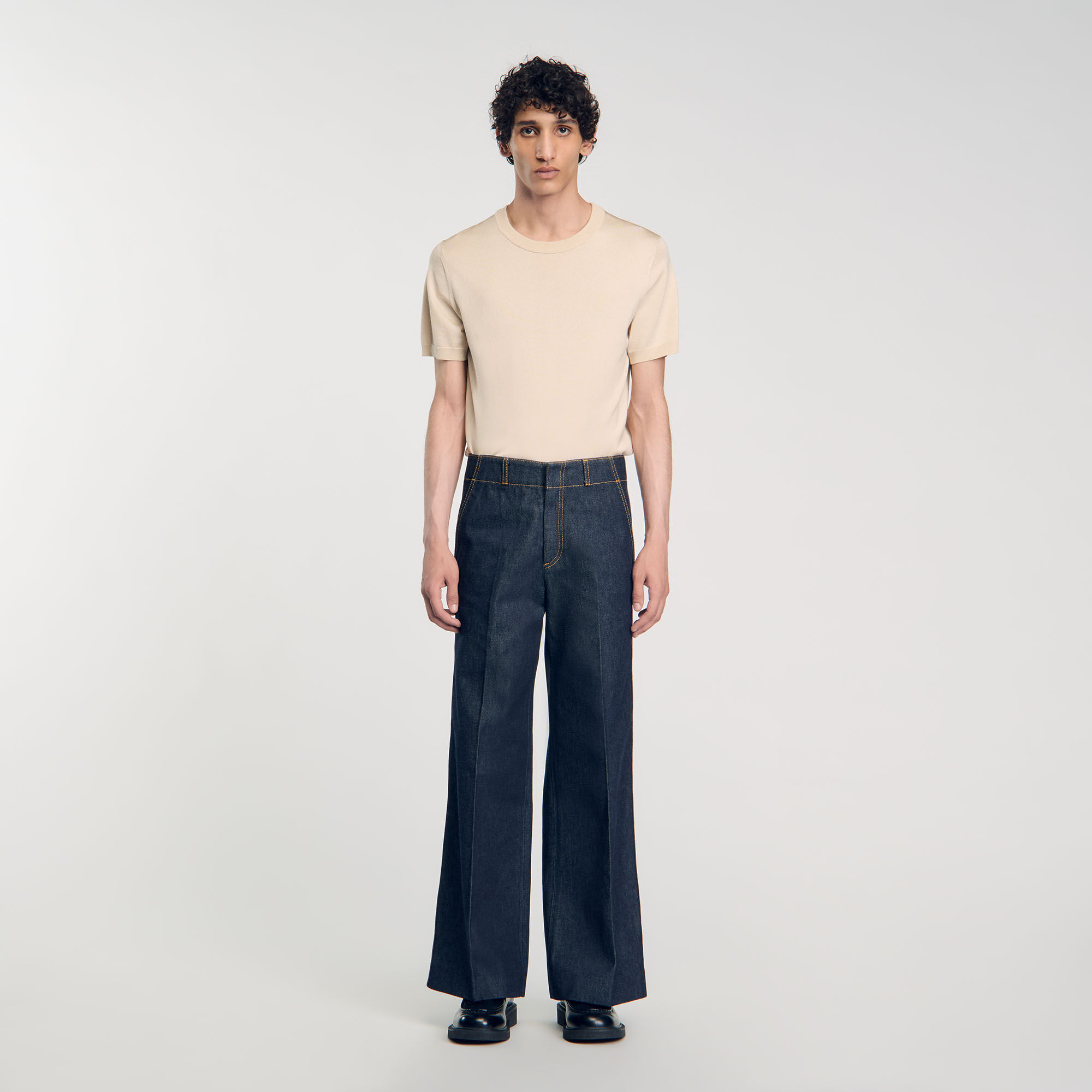 【FEPL】22SS★ Grade wide denim pants Wide-leg jeans for Men | Sandro Paris
