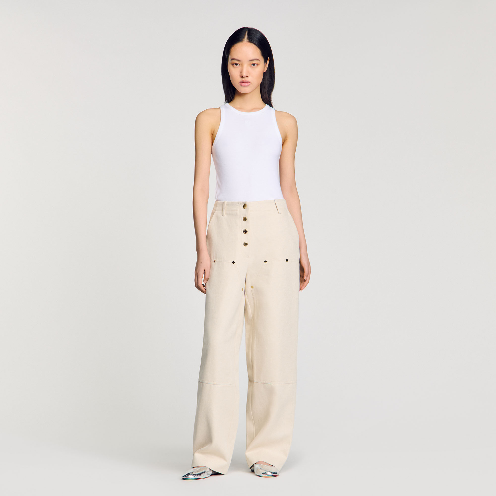 Carpenter jeans white / beige For Women | Sandro Paris Carpenter jeans white / beige For Women | Sandro Paris