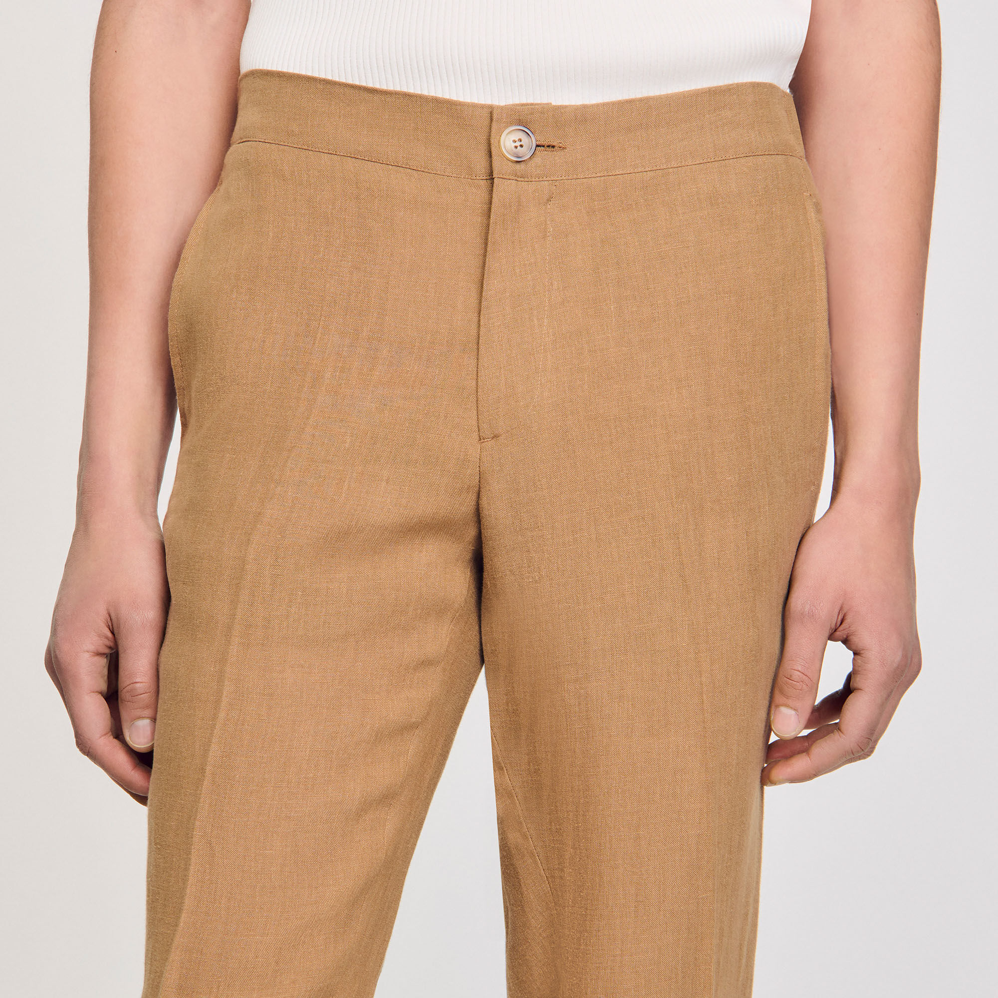 Linen trousers white / beige for Men | Sandro Paris