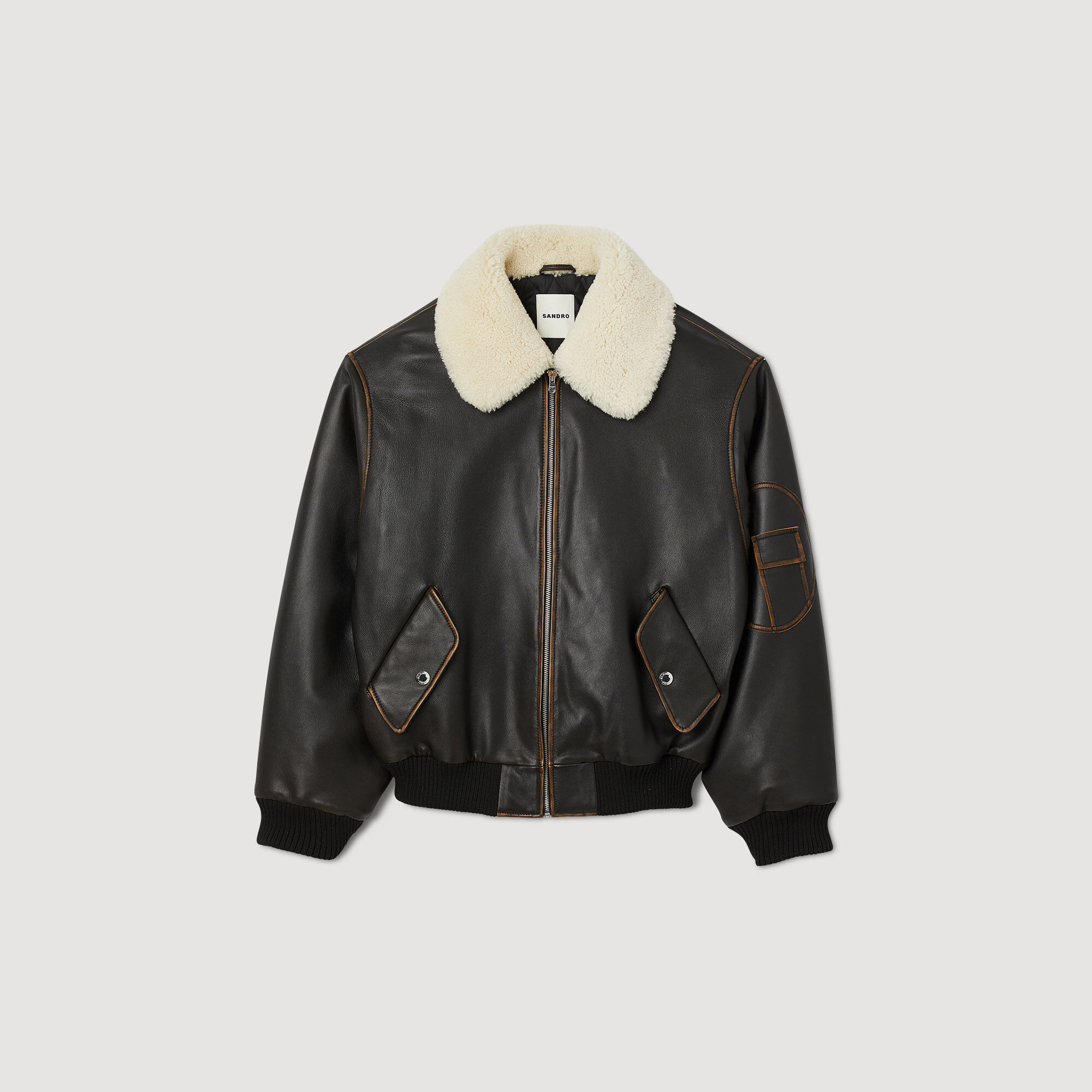 Leather bomber jacket