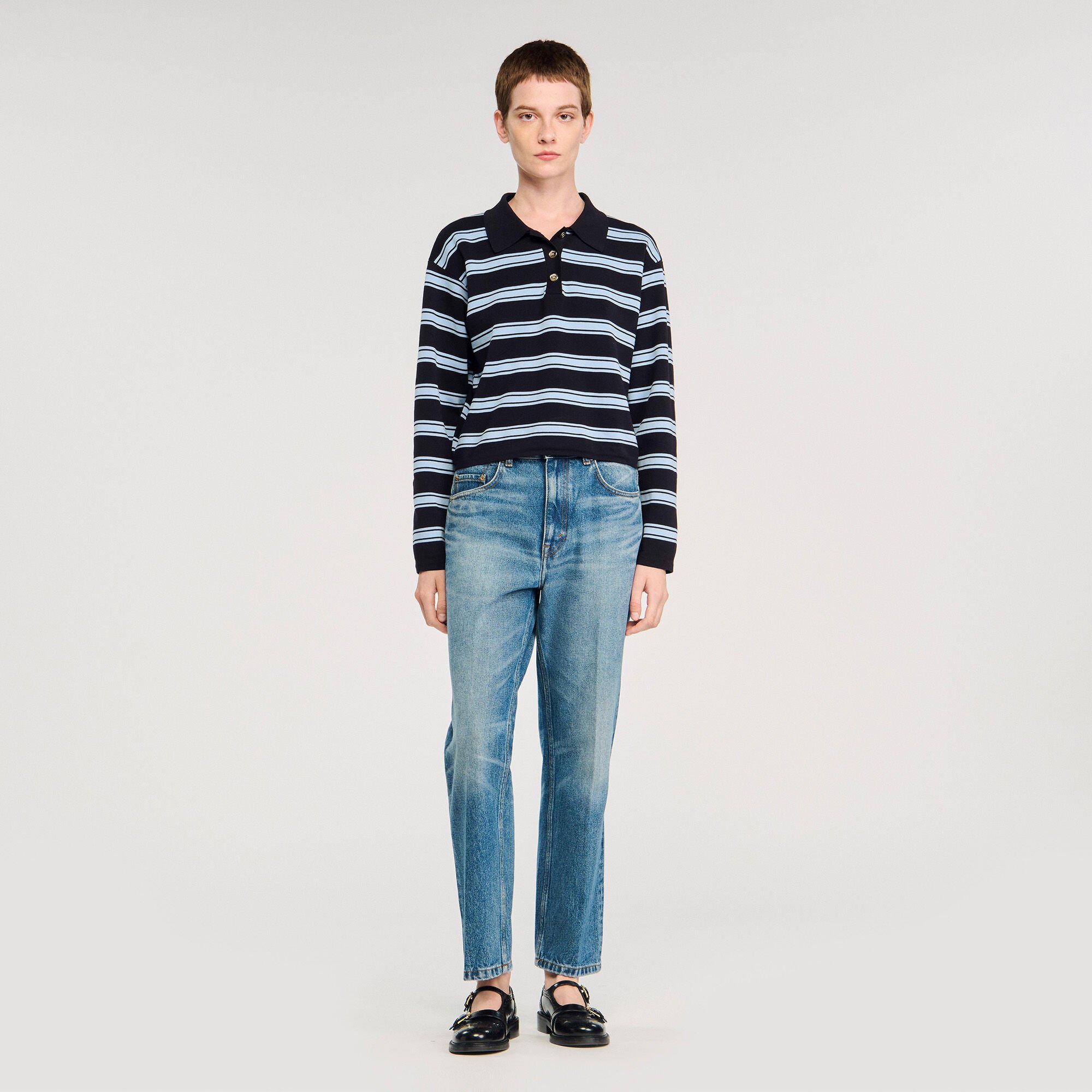 Striped polo sweater