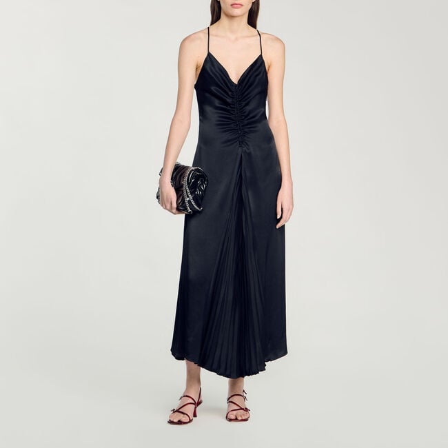 Maxi satin-effect dress