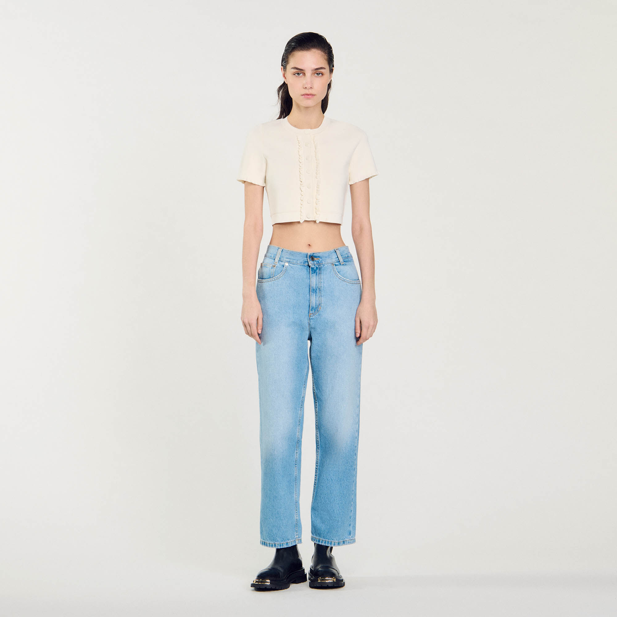 Low-rise straight-leg jeans