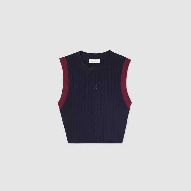 Two-tone knit top