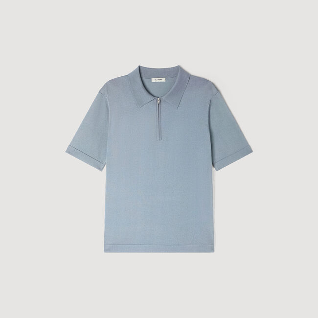 Knitted polo shirt with zip collar