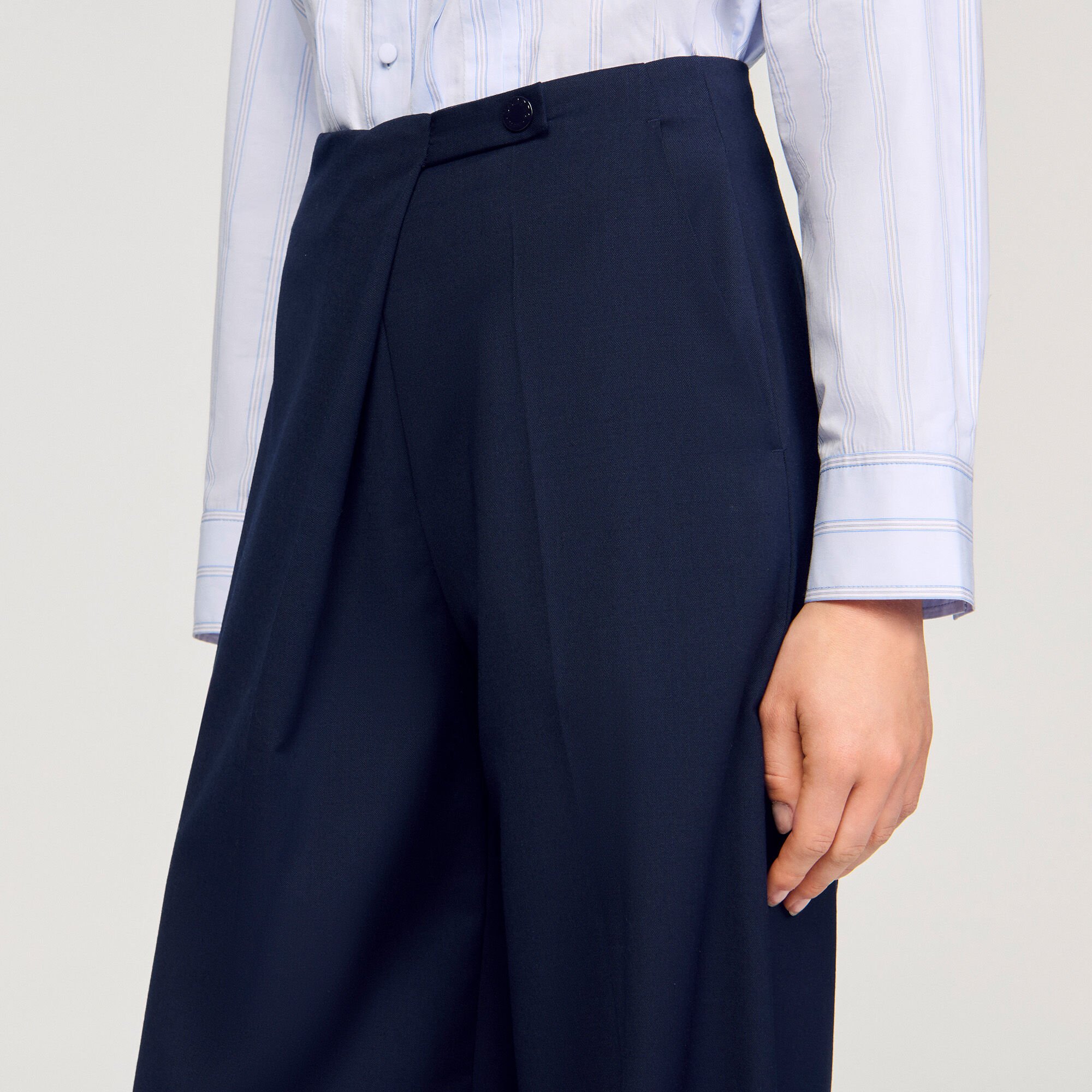 Asymmetric straight-leg trousers