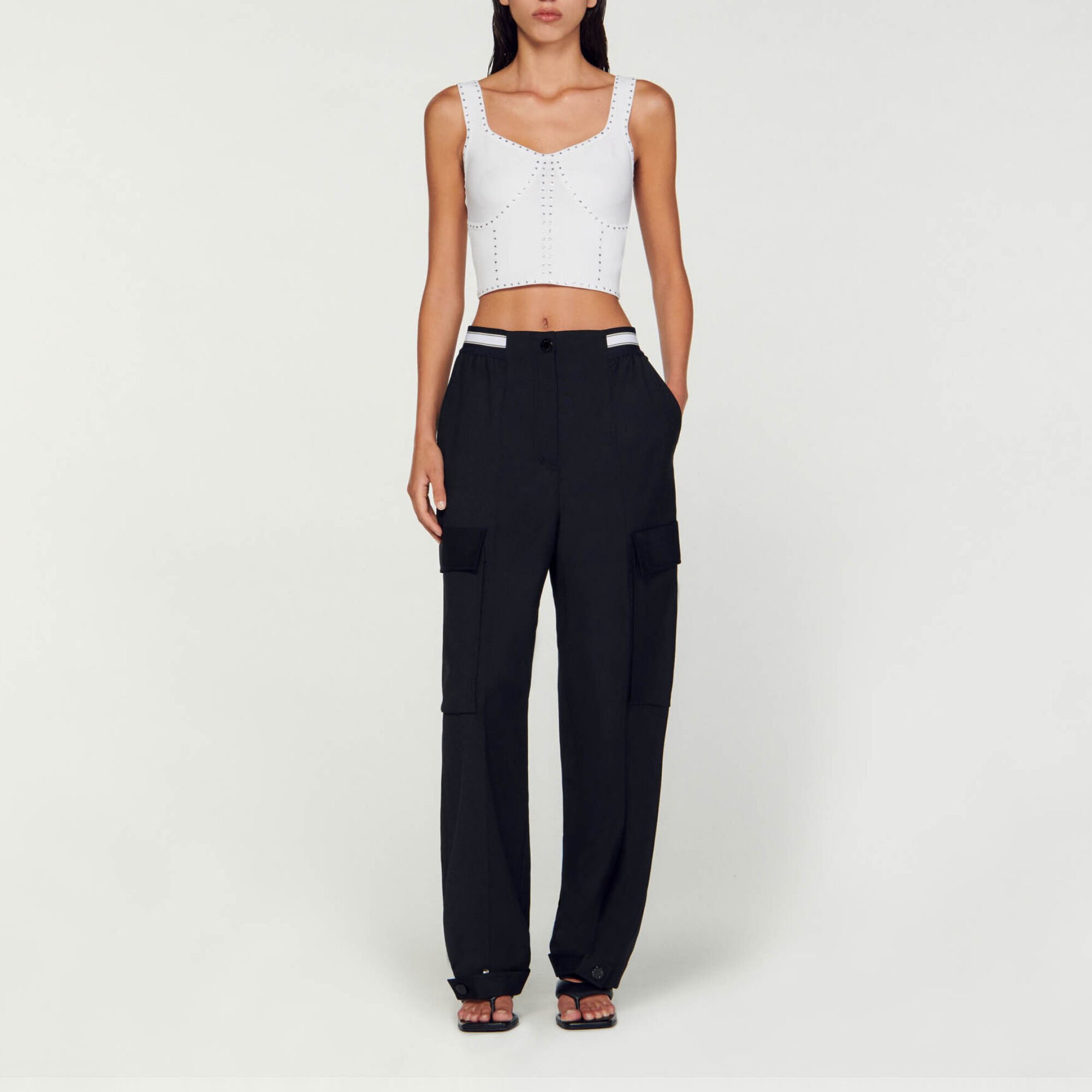 Rhinestone knit cropped top