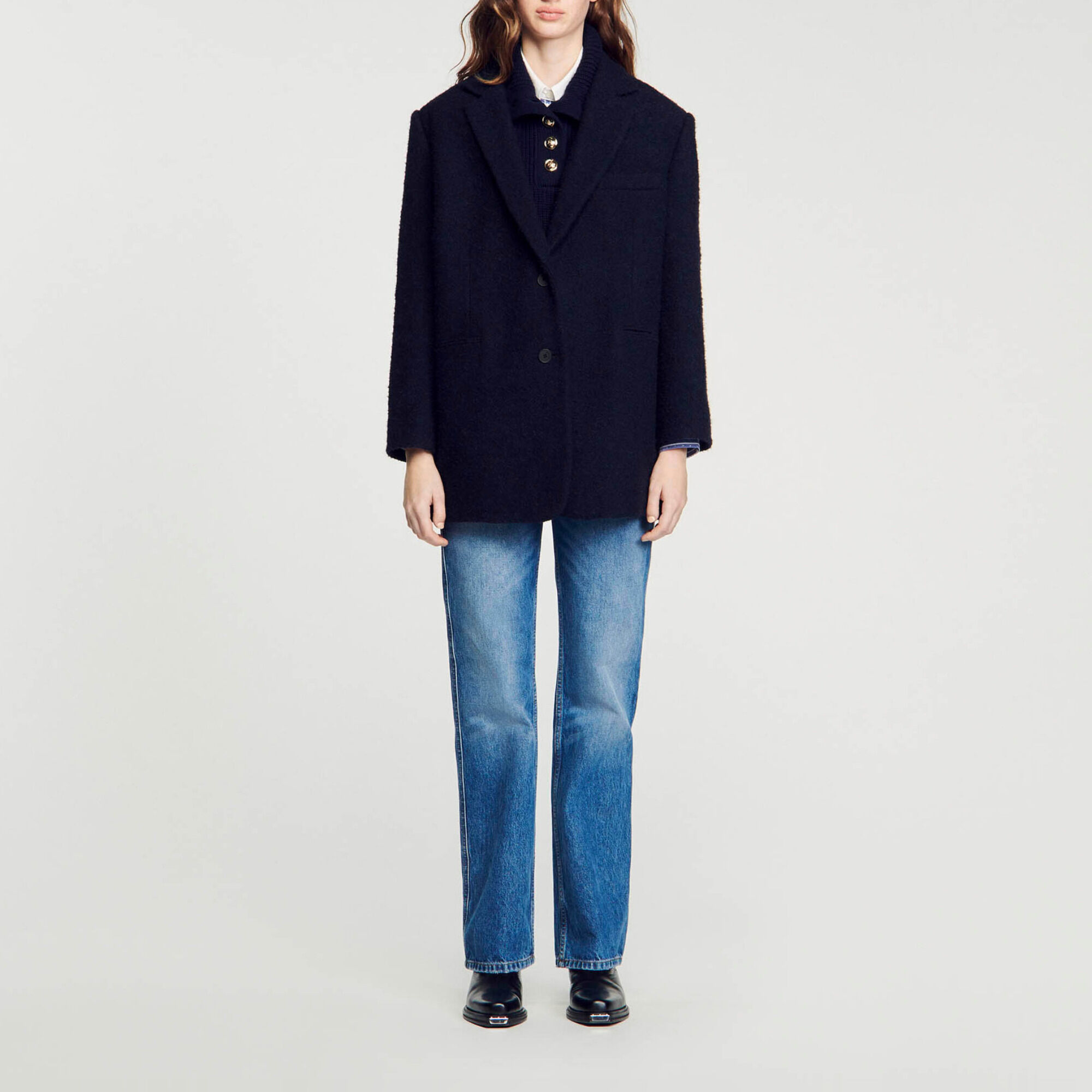 Oversized jacket blue For Women | Sandro Paris