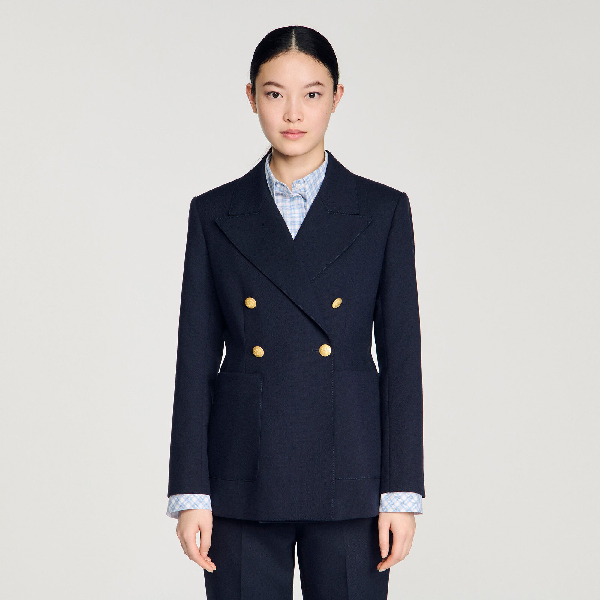 Slim-fit wool suit jacket