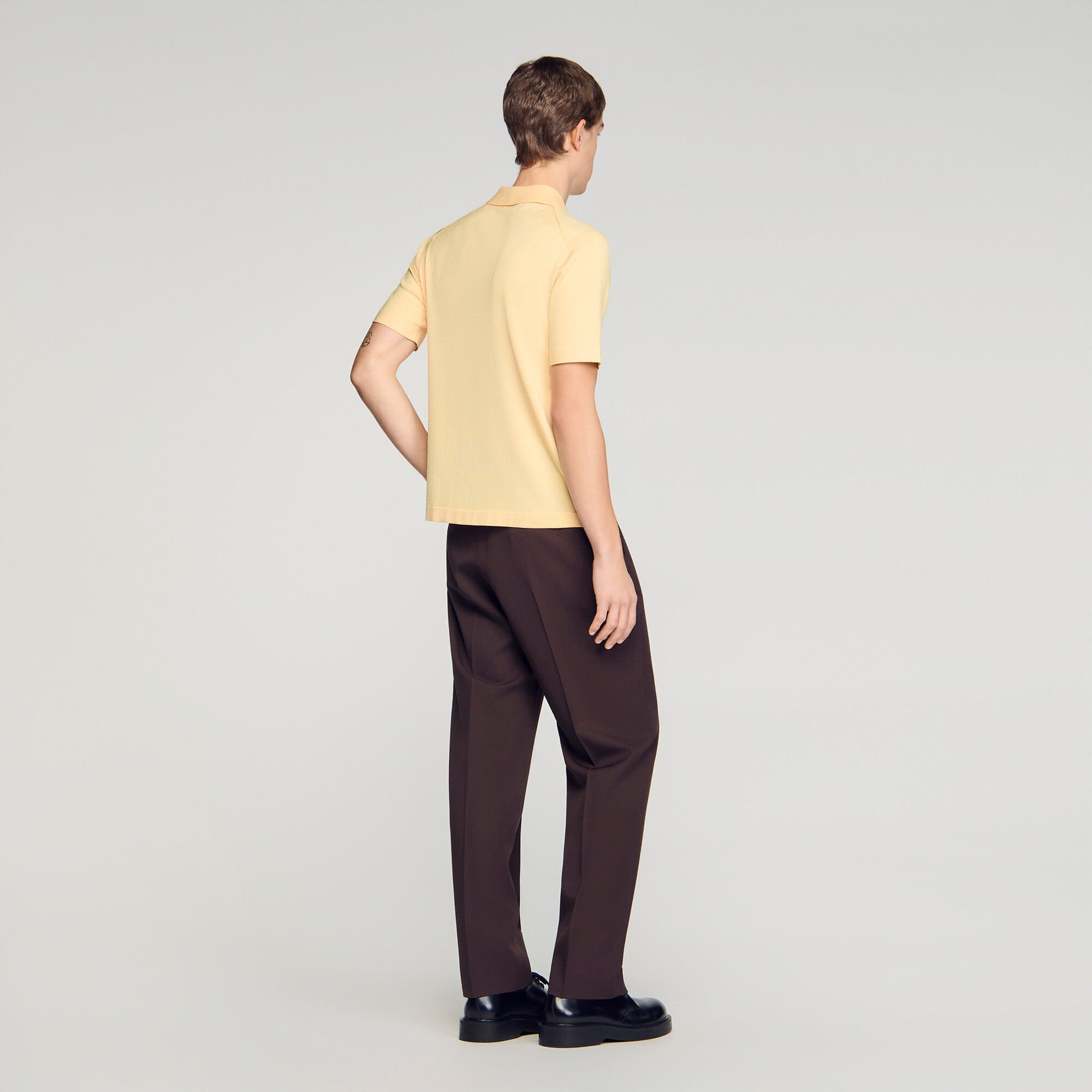 Knitted polo with zip collar