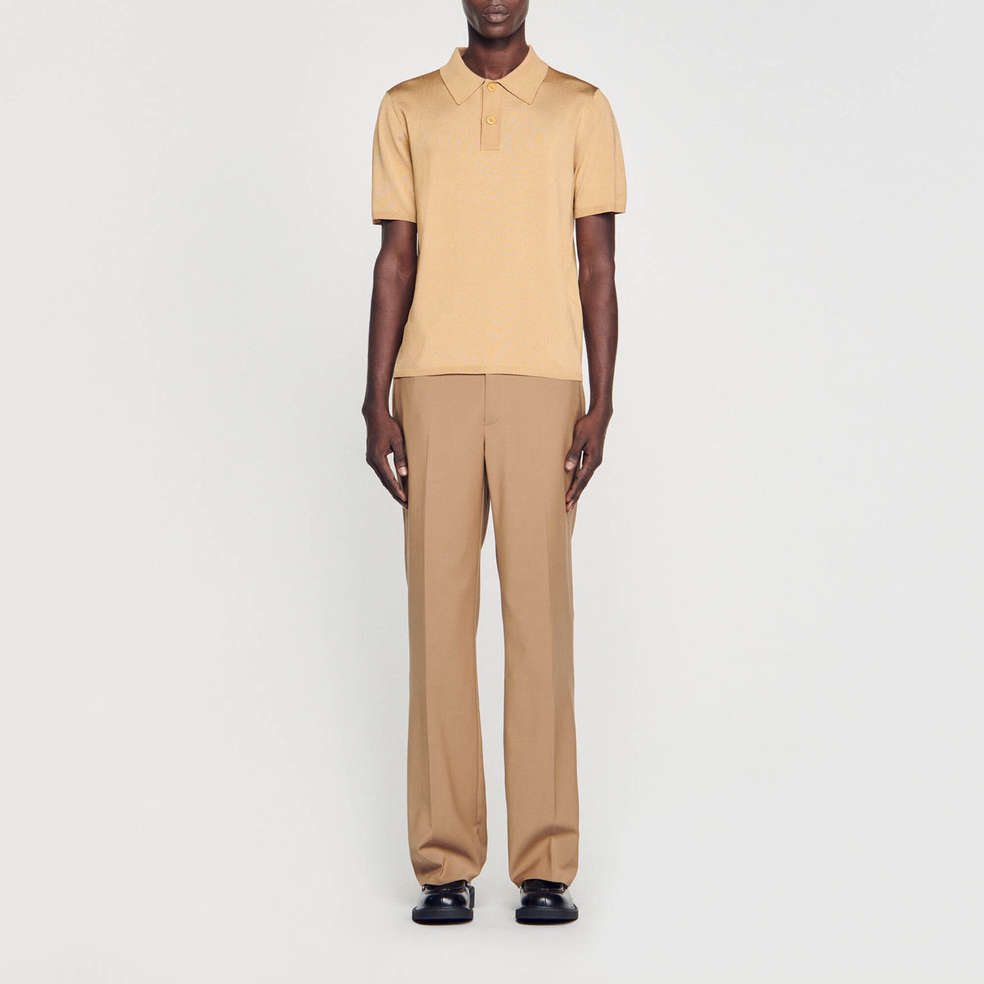 Short-sleeve knitted polo shirt