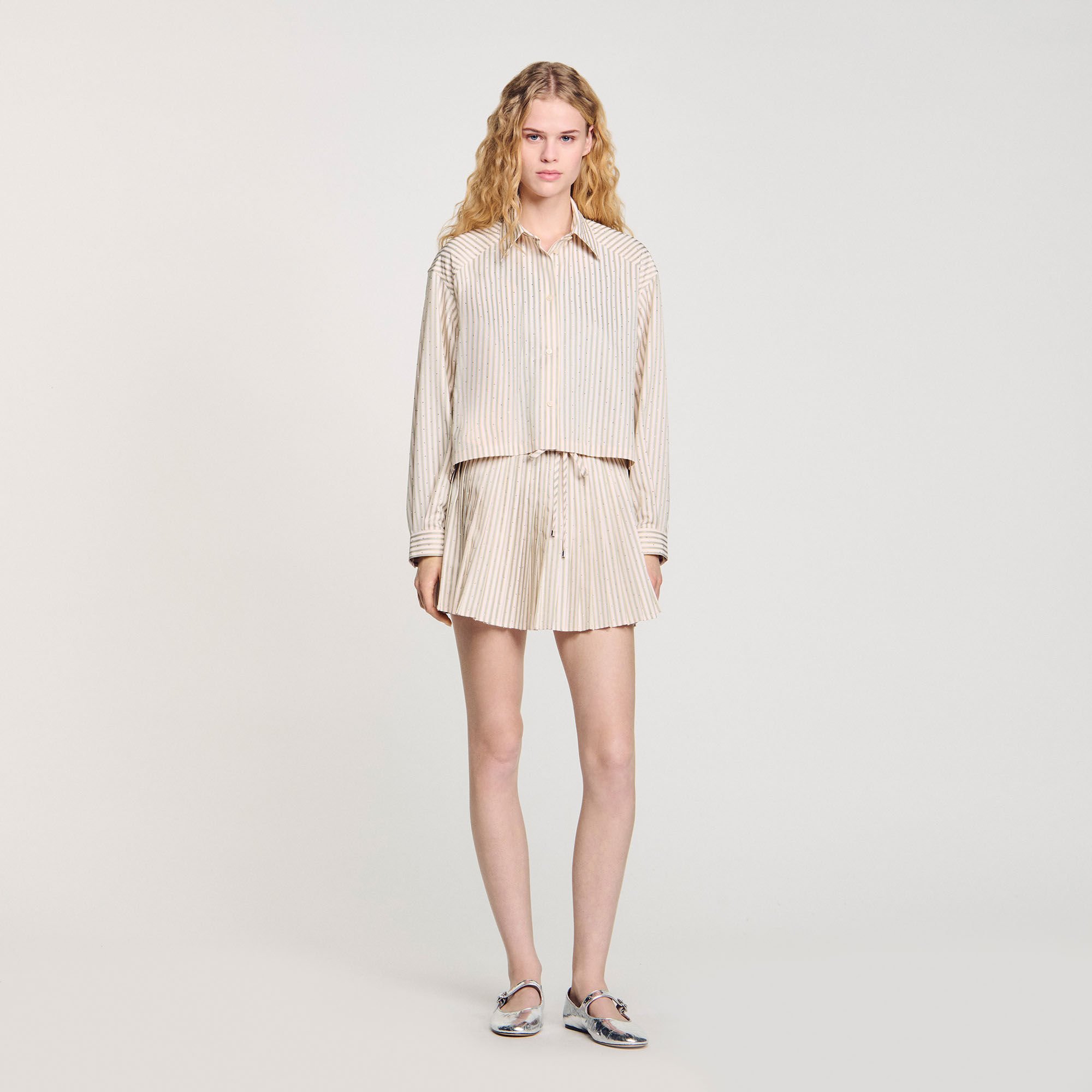 【爆売り！】 Striped rhinestone Paris Sandro | Women For pink shirt トップス