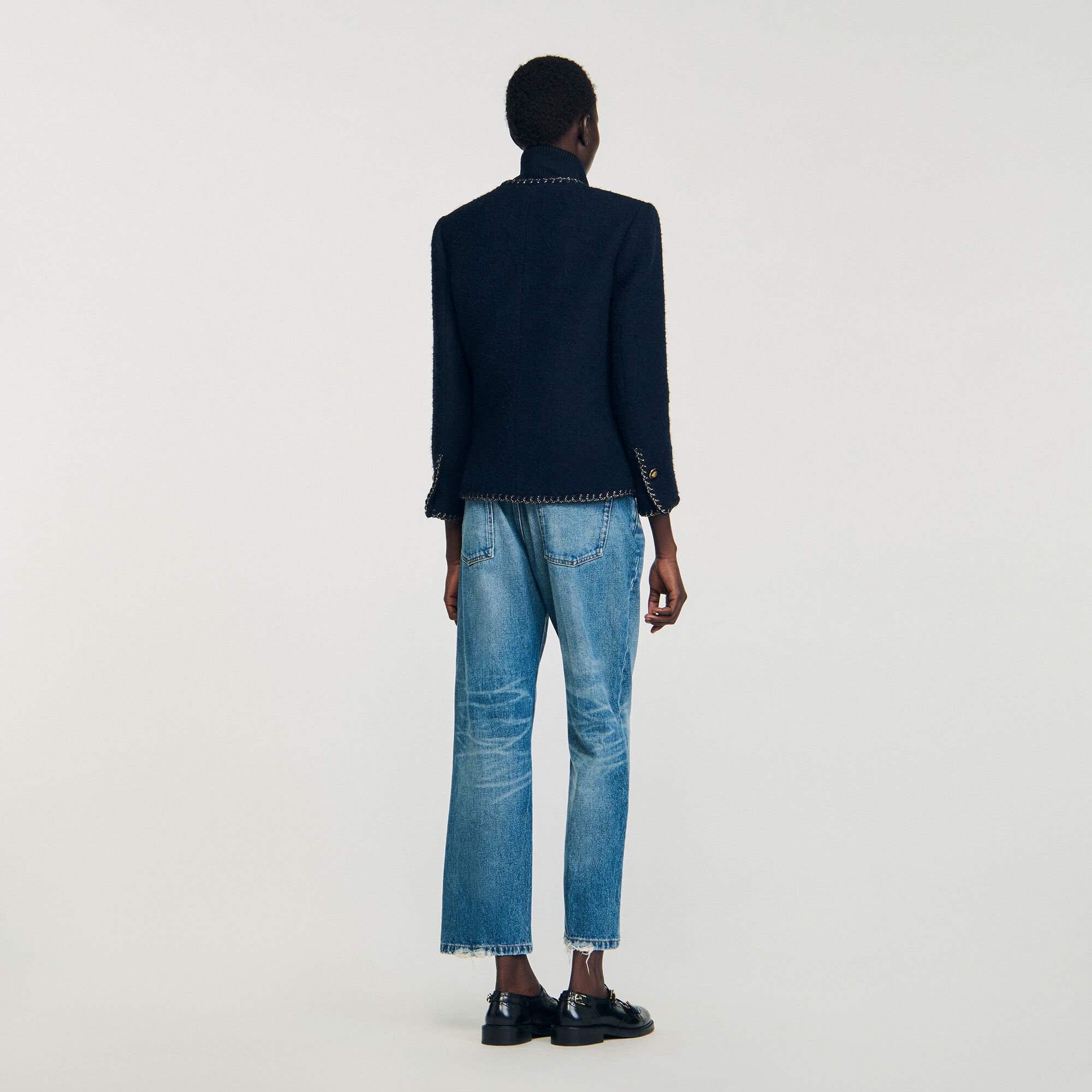 Tweed jacket with removable collar Tweed jacket with removable collar