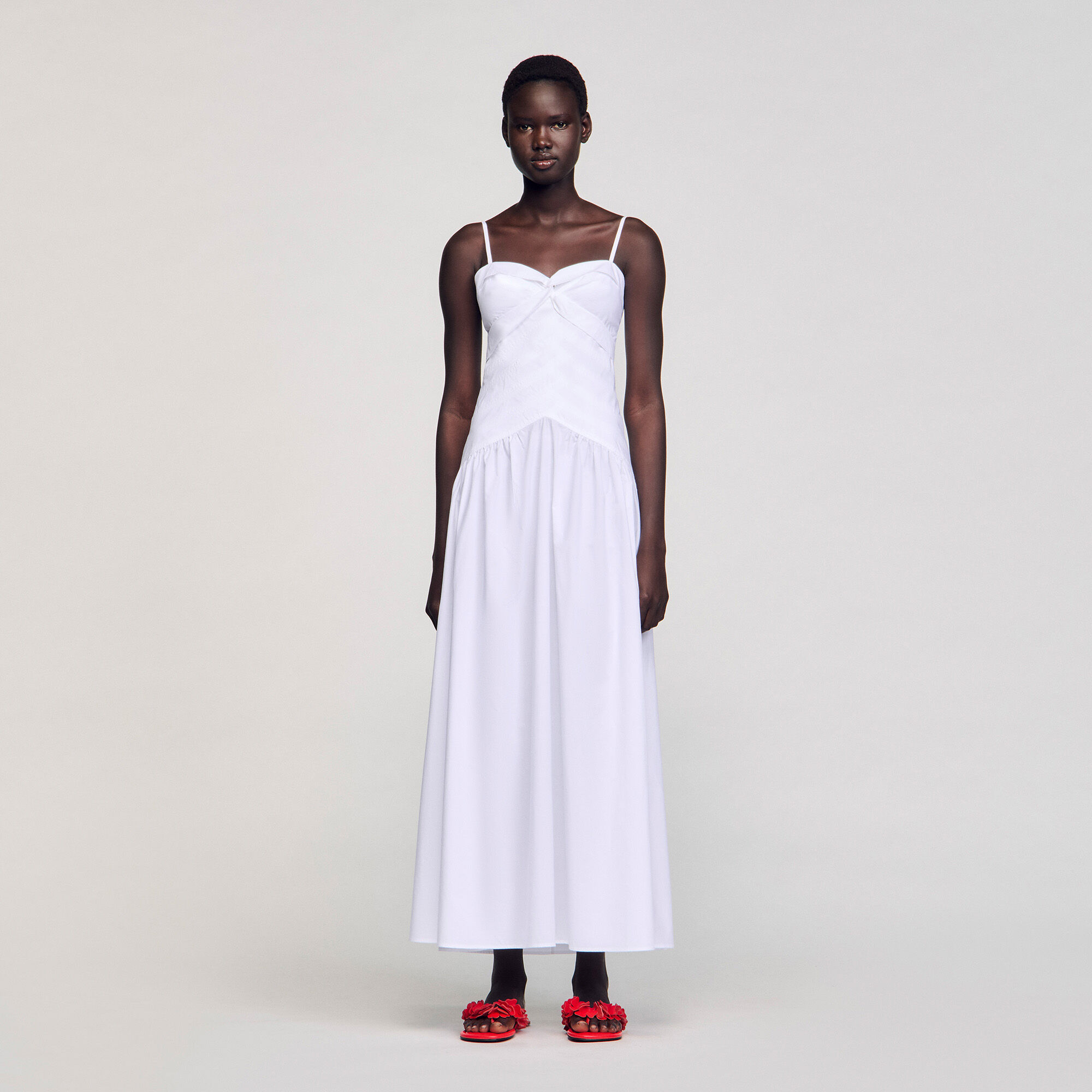 Draped bustier maxi dress