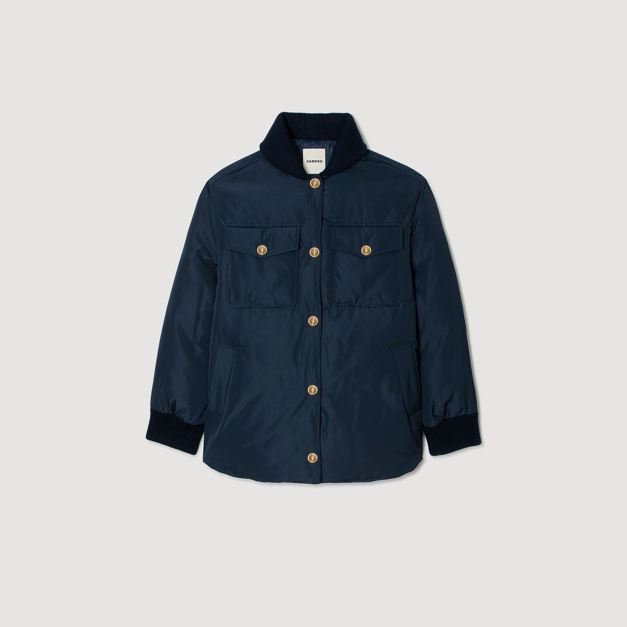 Puffer jacket with teddy collar