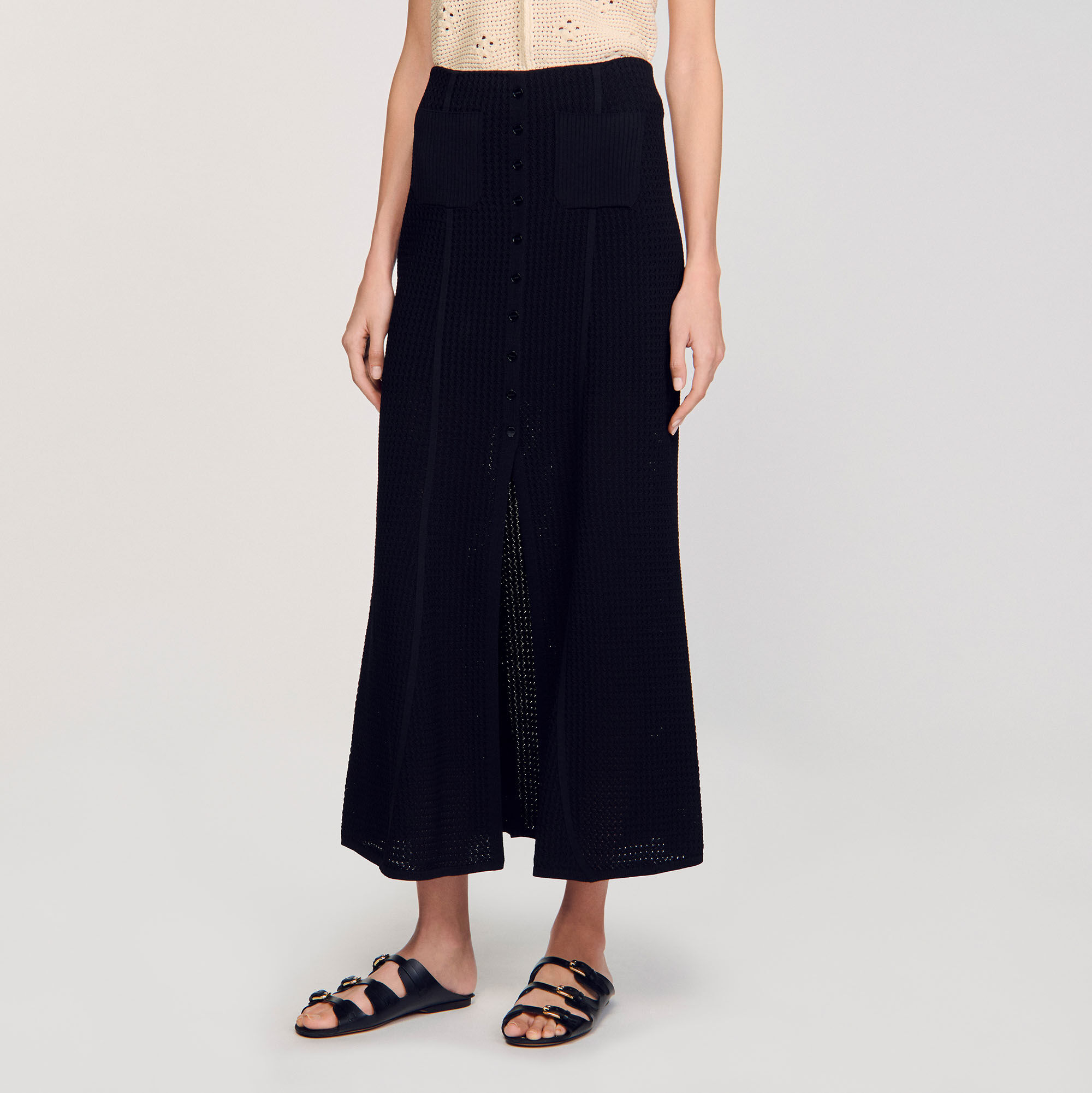 Zella - Georgette Midi Skirt - Black – Nanushka