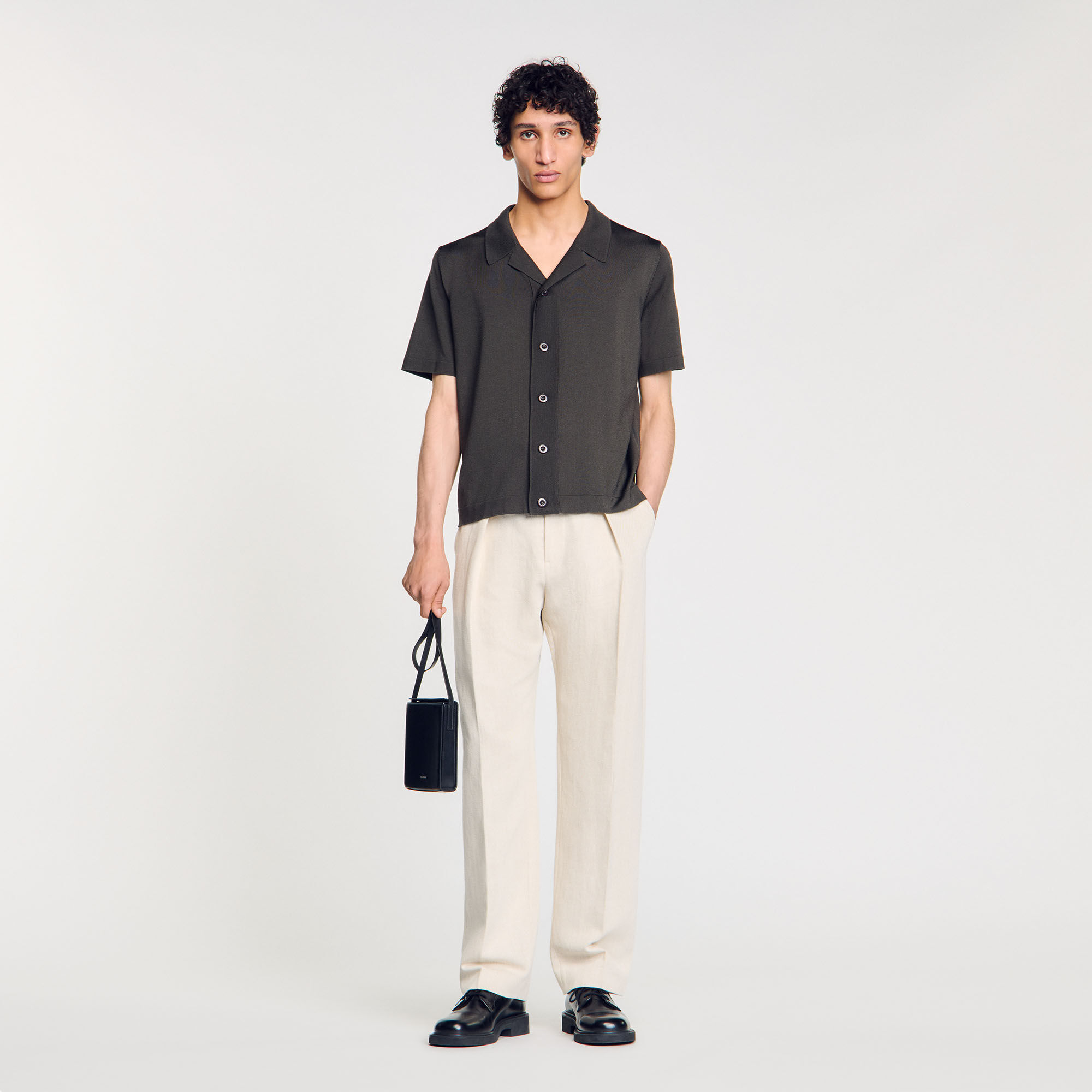 Short-sleeved shirt green for Men | Sandro Paris