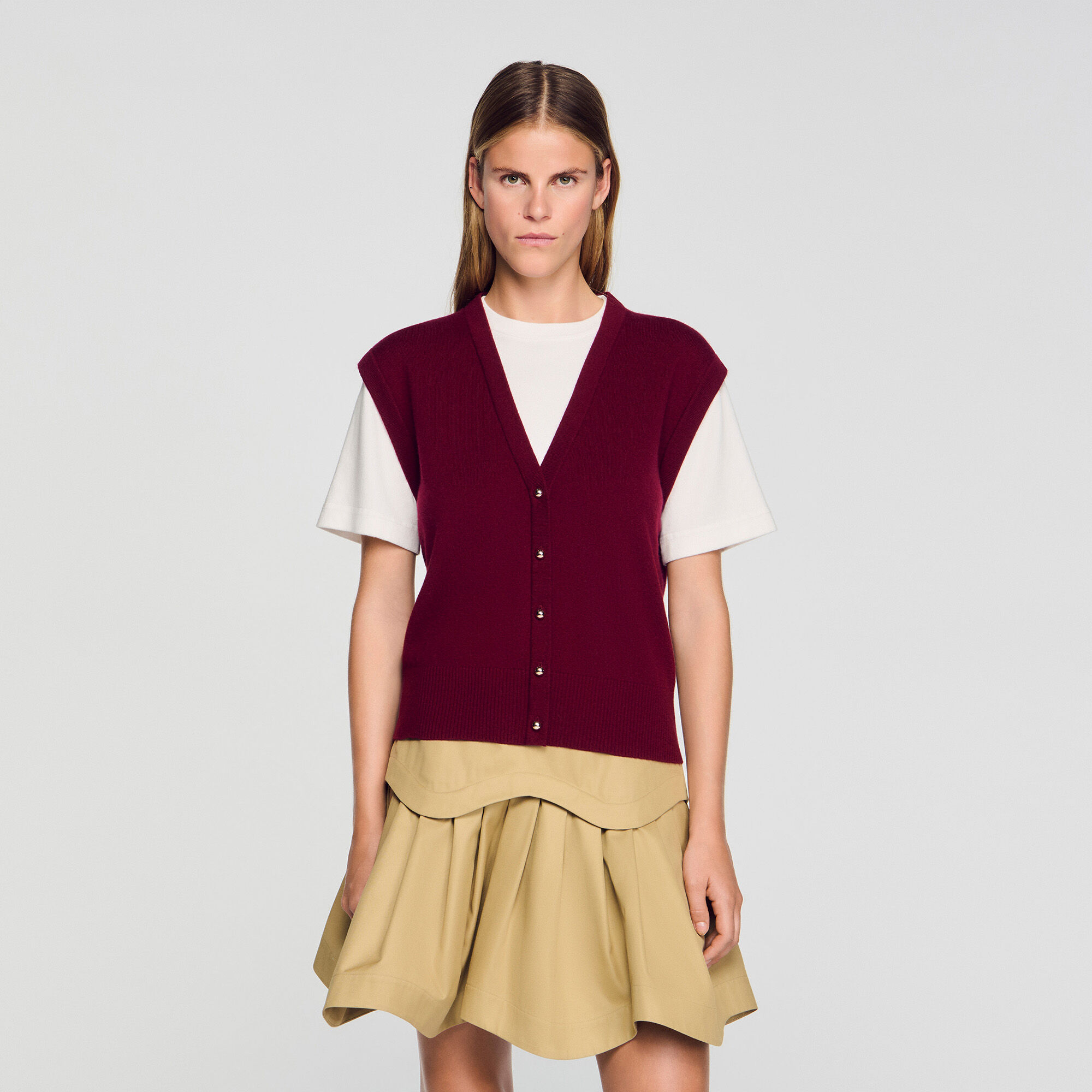Two-tone wool and cashmere sweater