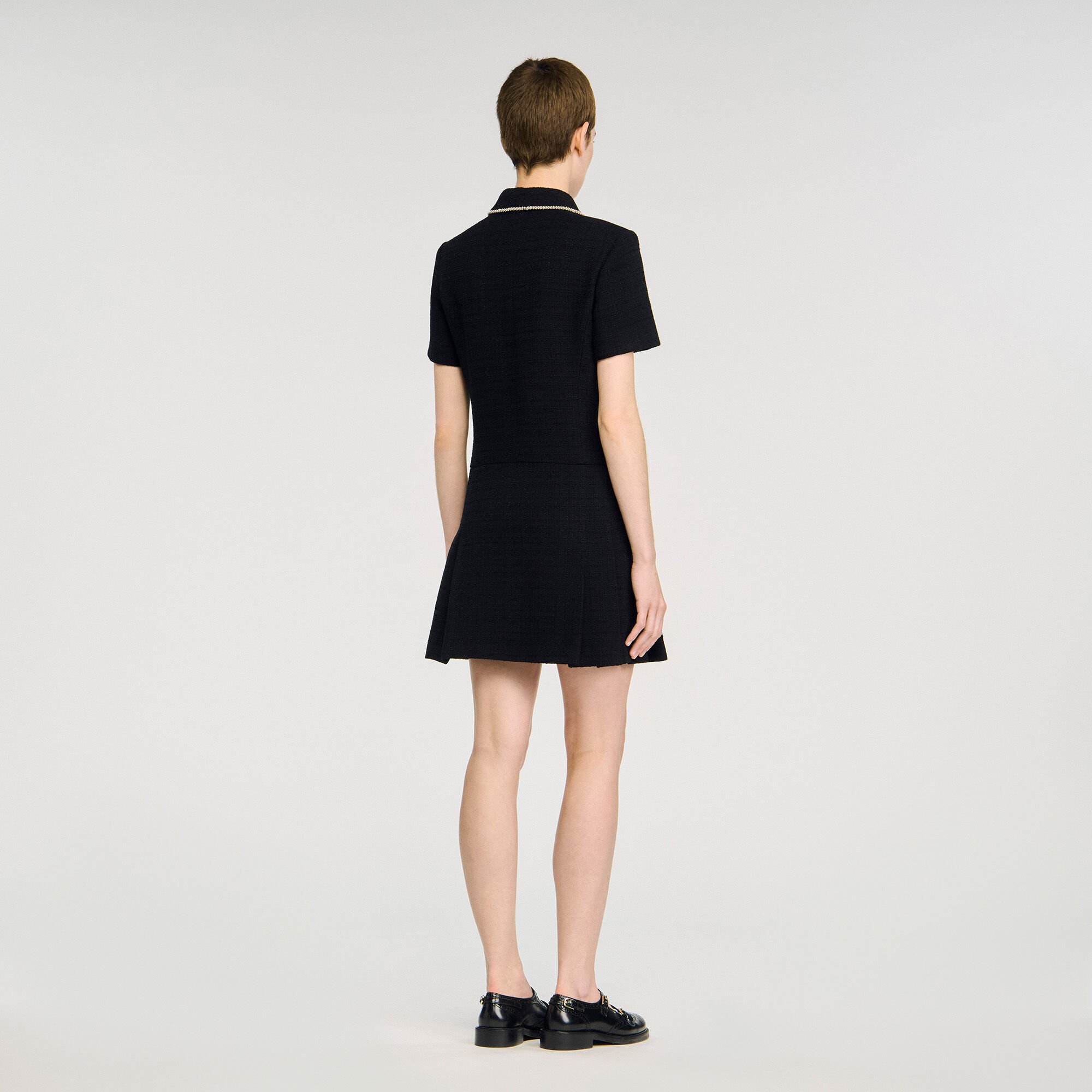 Mini buttoned tweed dress
