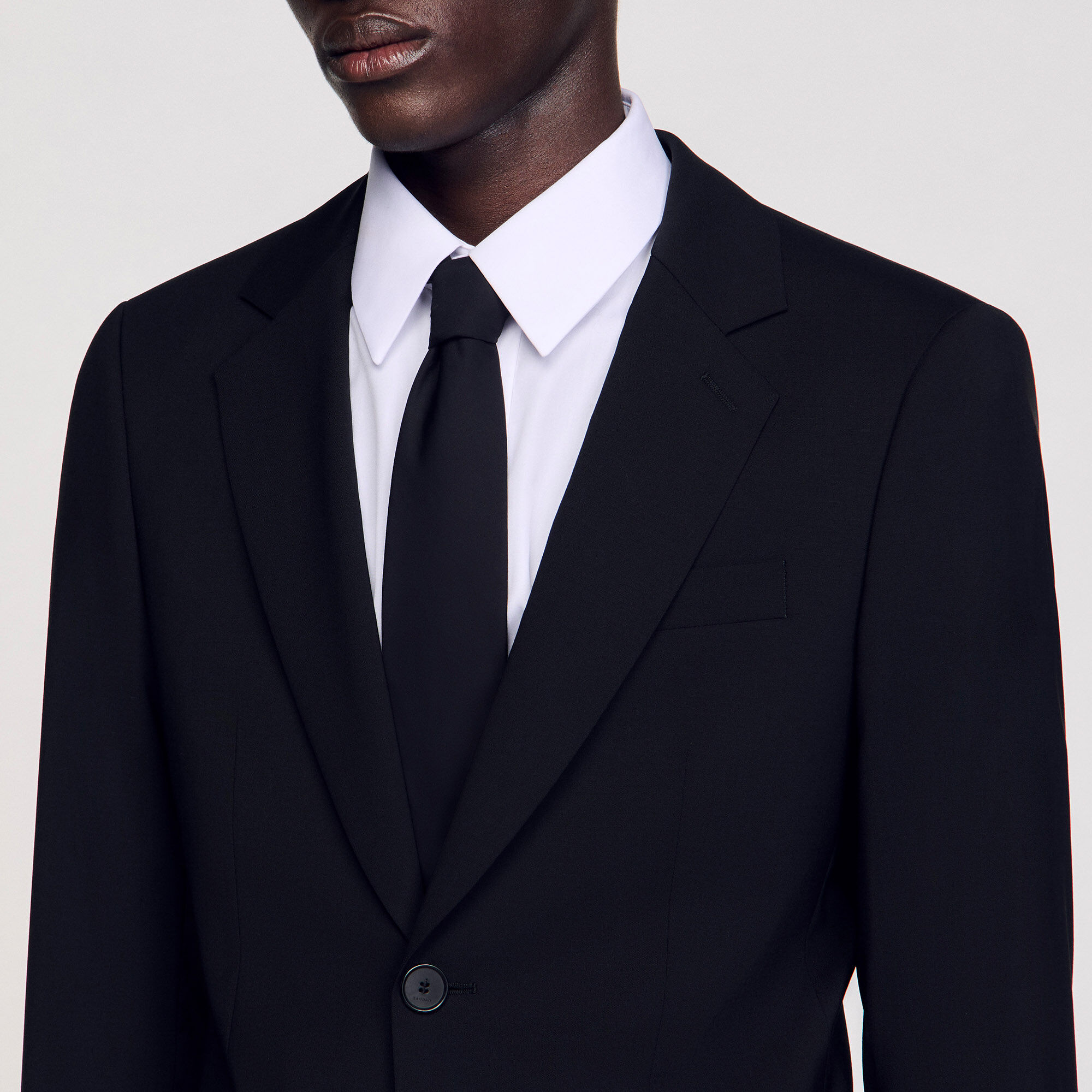 Virgin wool suit jacket black / gray for Men | Sandro Paris