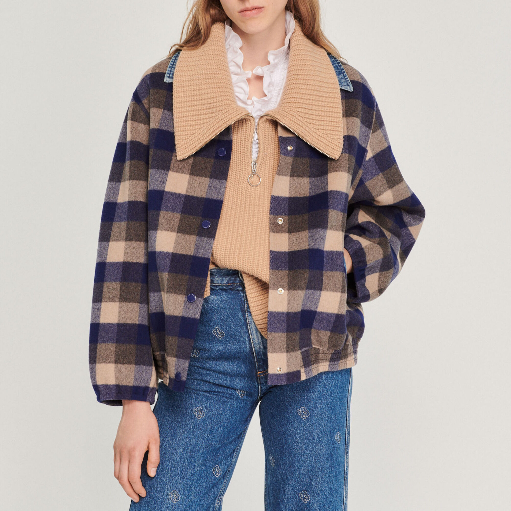 Sandro plaid coat new arrivals