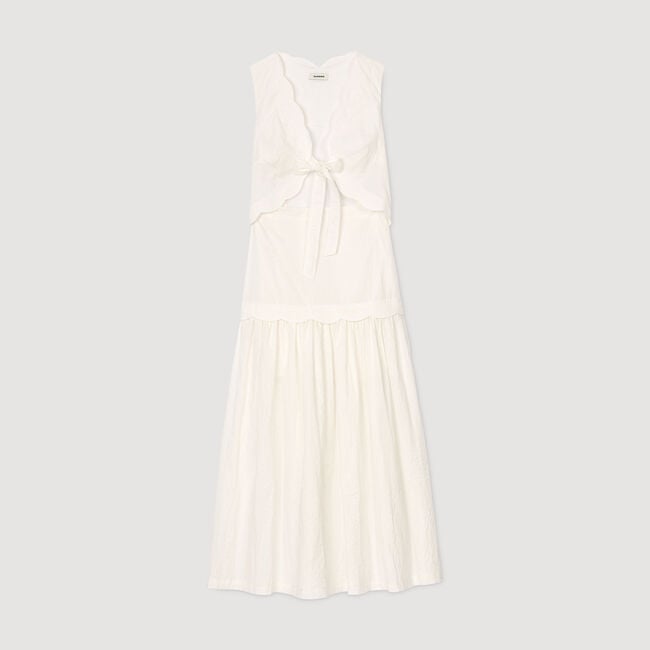 Crinkled maxi dress with bow