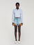 Riveted denim and suede shorts