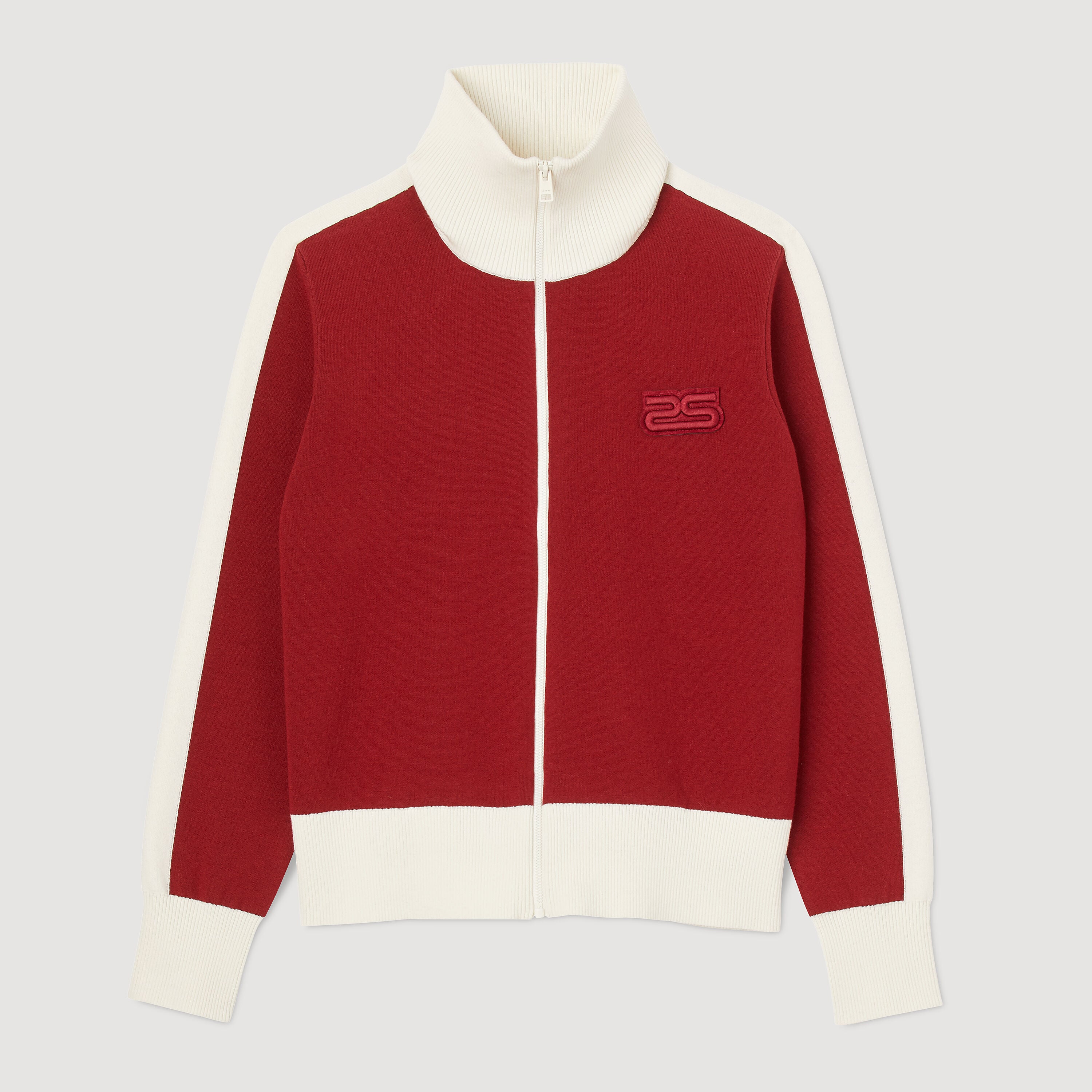 Two-tone knit cardigan in Bordeaux for Men | Sandro Paris