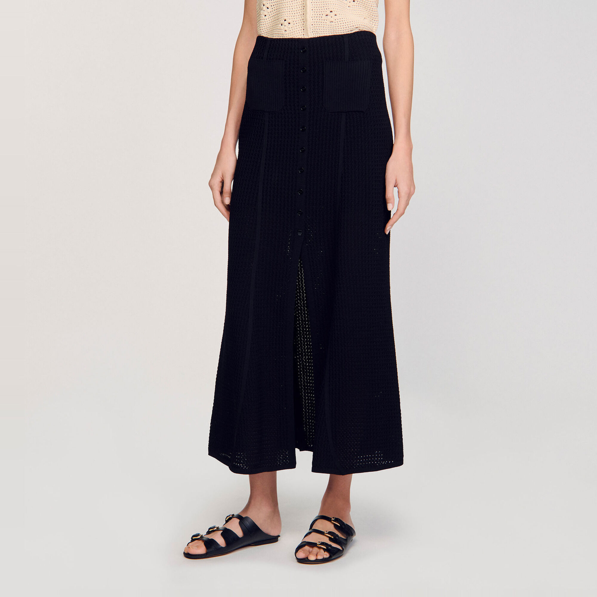 Maxi decorative knit skirt